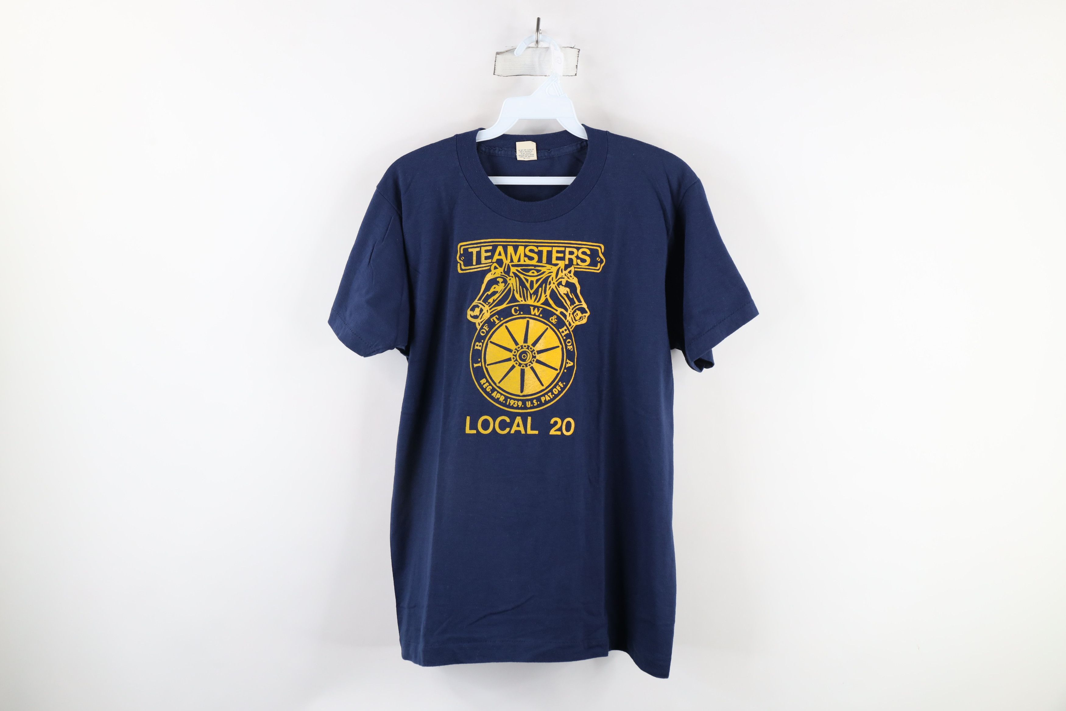 Vintage NOS Vintage 80s Local 20 Teamsters Union T-Shirt Blue USA Size US L / EU 52-54 / 3 - 1 Thumbnail