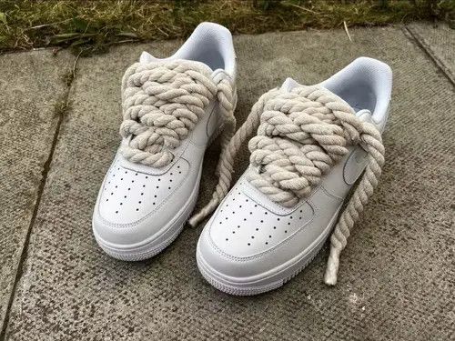 2120 Handcrafted Fat Shoe Laces Beige Rope Strings Puff Braid Hip Hop Size ONE SIZE - 3 Thumbnail