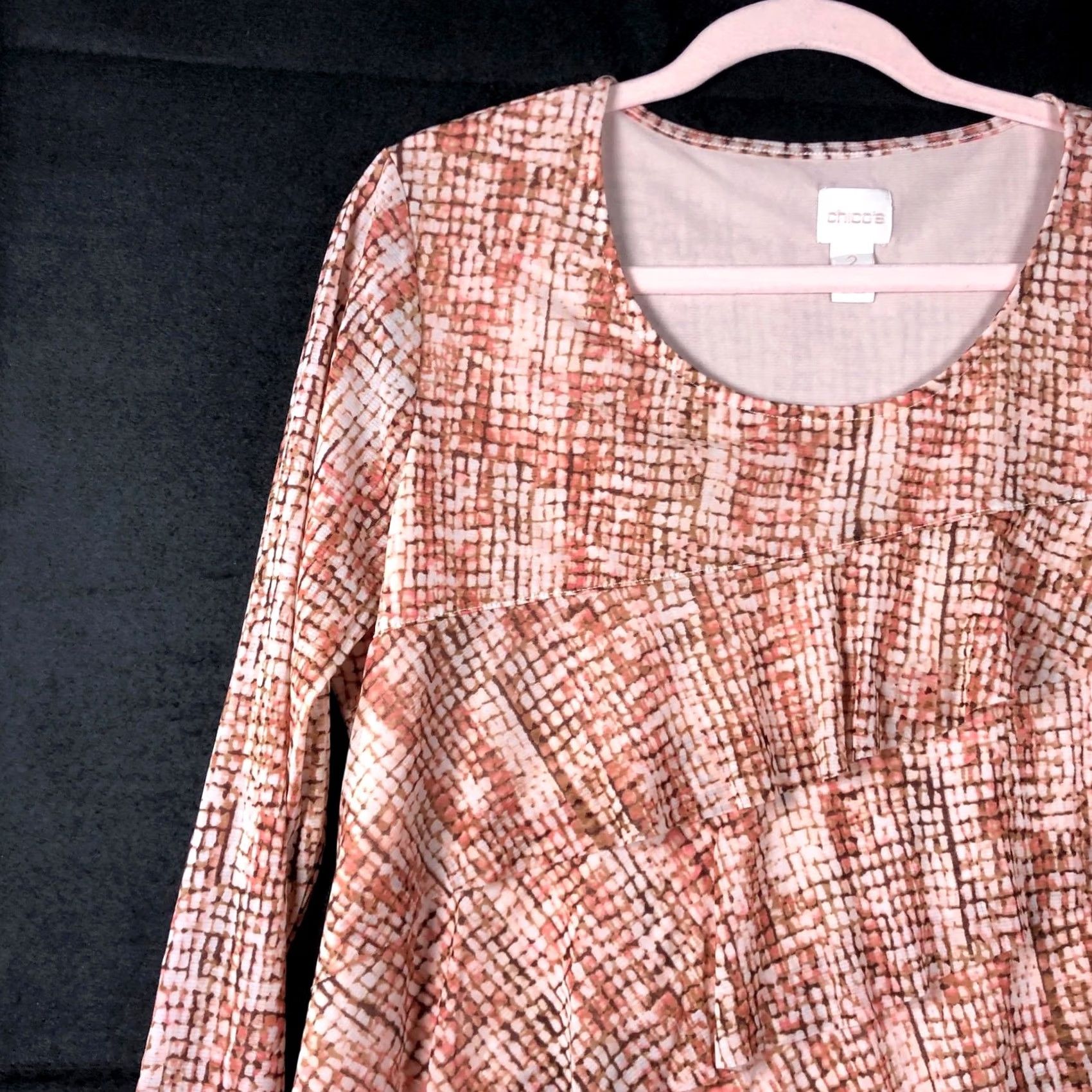 Vintage Chicos Blouse Orange Asymmetric Lined 3/4 Sleeve 2 (L) Womens Shirt Casual Workwear Fall Spring Summer Winter New Size L / US 10 / IT 46 - 4 Thumbnail