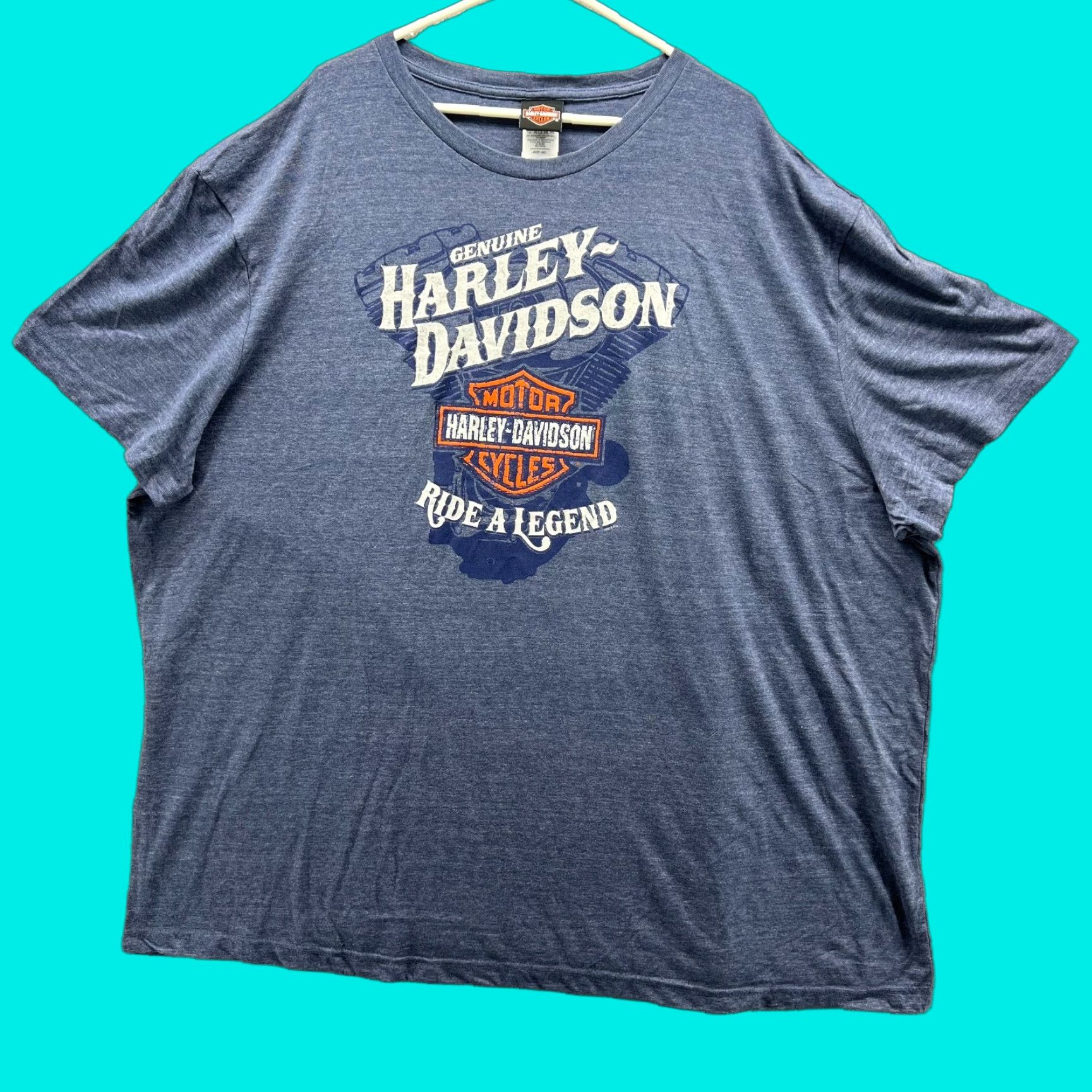 Harley Davidson Harley-Davidson Shirt Men 5XL Blue Orange Biker Tee Motorcycle Crewneck T-Shirt 2019 Size US XXL / EU 58 / 5 - 1 Thumbnail