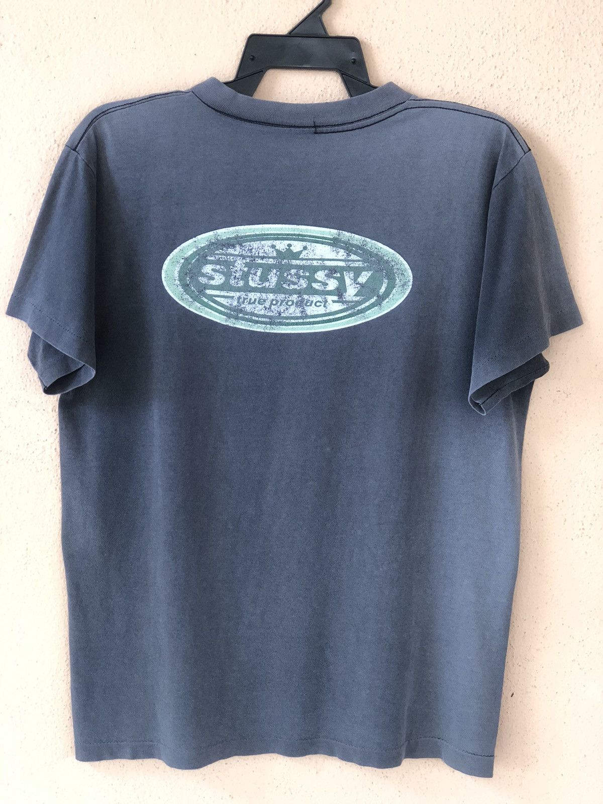 image of 90's Stussy Streetwear Sun Faded Tee in Black, Men's (Size Medium)