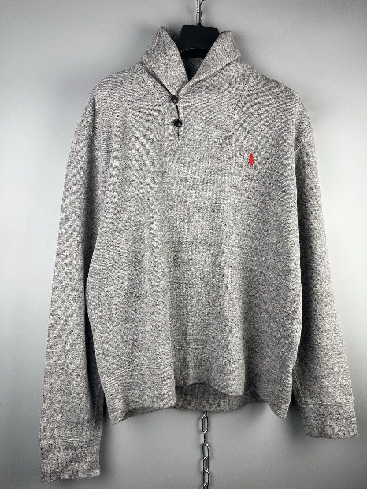 Polo Ralph Lauren Polo Ralph Lauren Shawl Neck Gray Pullover Sweater Size US M / EU 48-50 / 2 - 2 Thumbnail