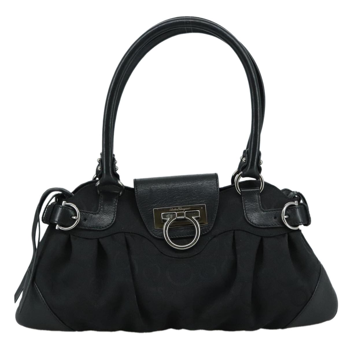 Salvatore Ferragamo Marisa Black Canvas Handbag (Pre-Owned) Size ONE SIZE - 1 Thumbnail