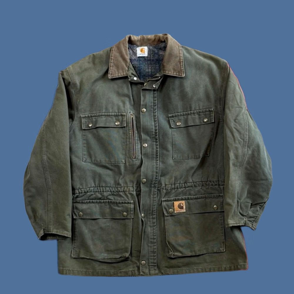 Carhartt VINTAGE Carhartt Jacket XL Green Chore Workwear Duster Style Plaid Lined 90s Mens Size US XL / EU 56 / 4 - 1 Thumbnail