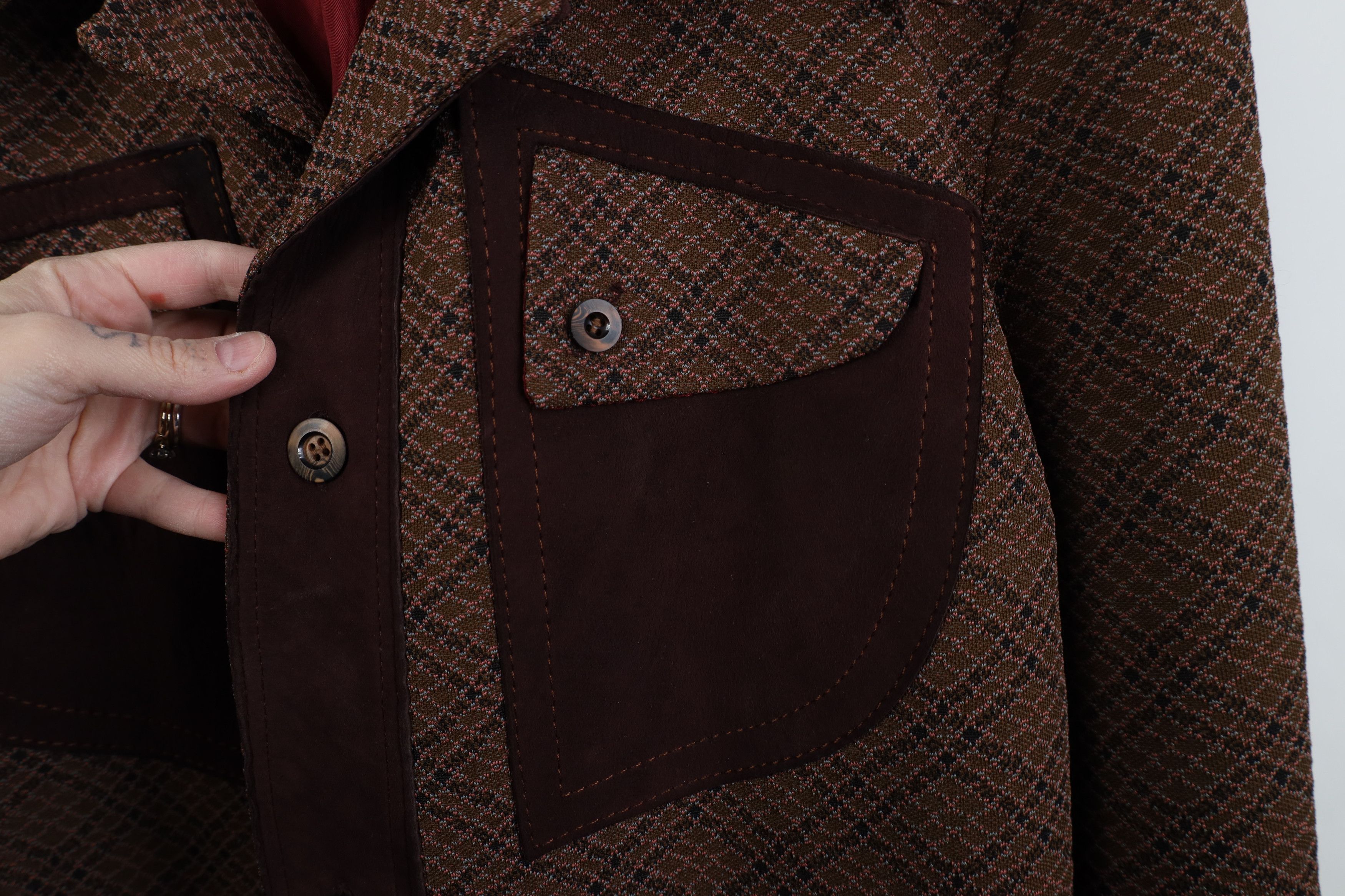 Vintage Vintage 60s 70s Streetwear Knit Button Jacket Blazer Plaid Size US XXL / EU 58 / 5 - 5 Thumbnail