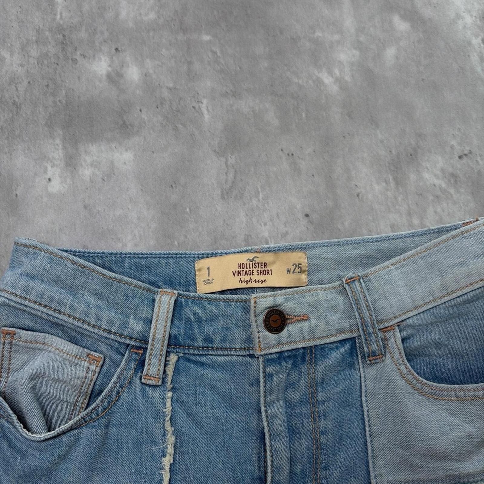 Other Y2K Hollister Surf Grunge Patchwork Mini Denim Shorts Size 25" / US 0 / IT 36 - 5 Thumbnail