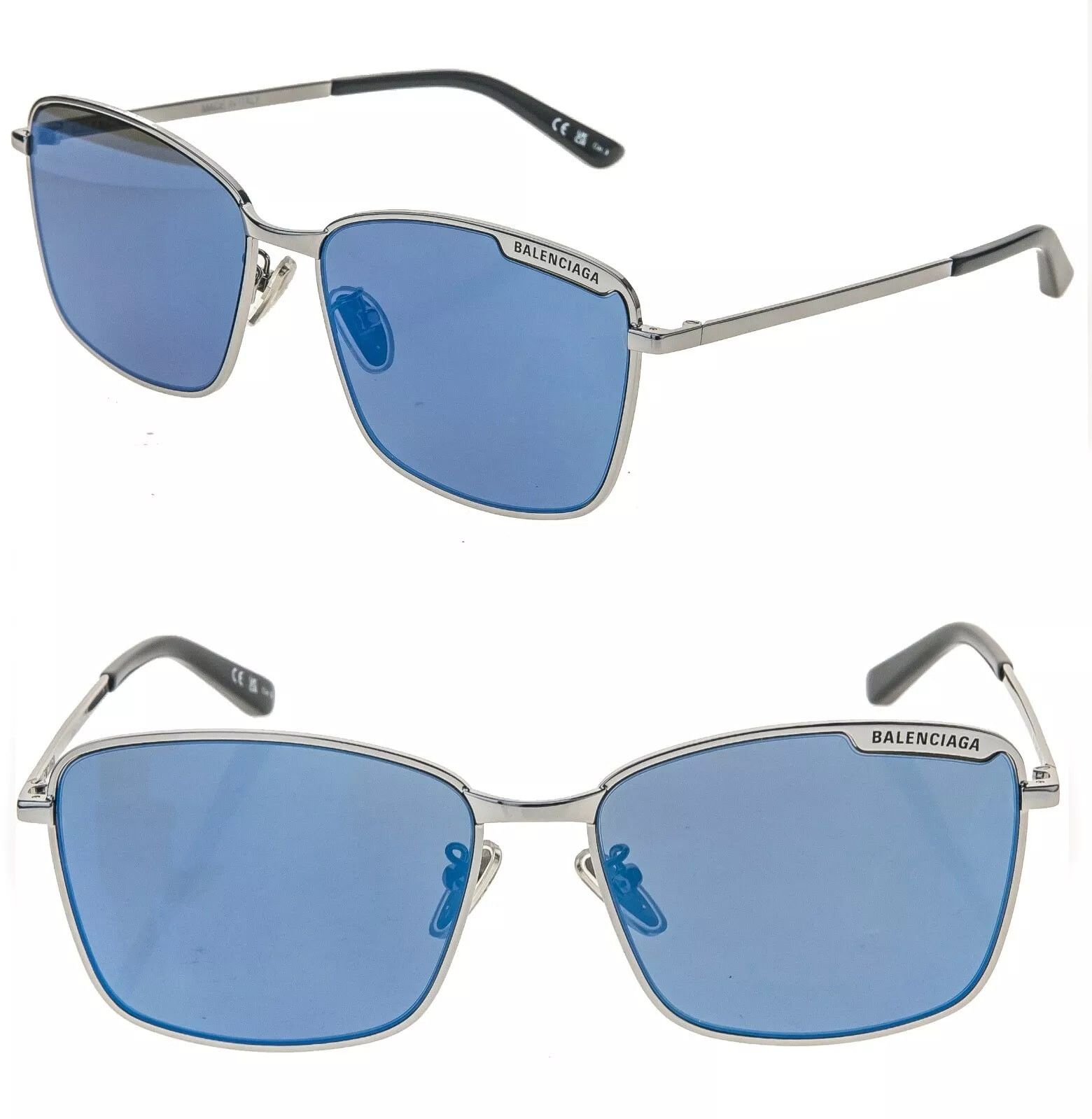 Balenciaga BALENCIAGA TAG PLATE 0280 Ruthenium Blue Mirror BB0280SA 003 Size ONE SIZE - 1 Thumbnail