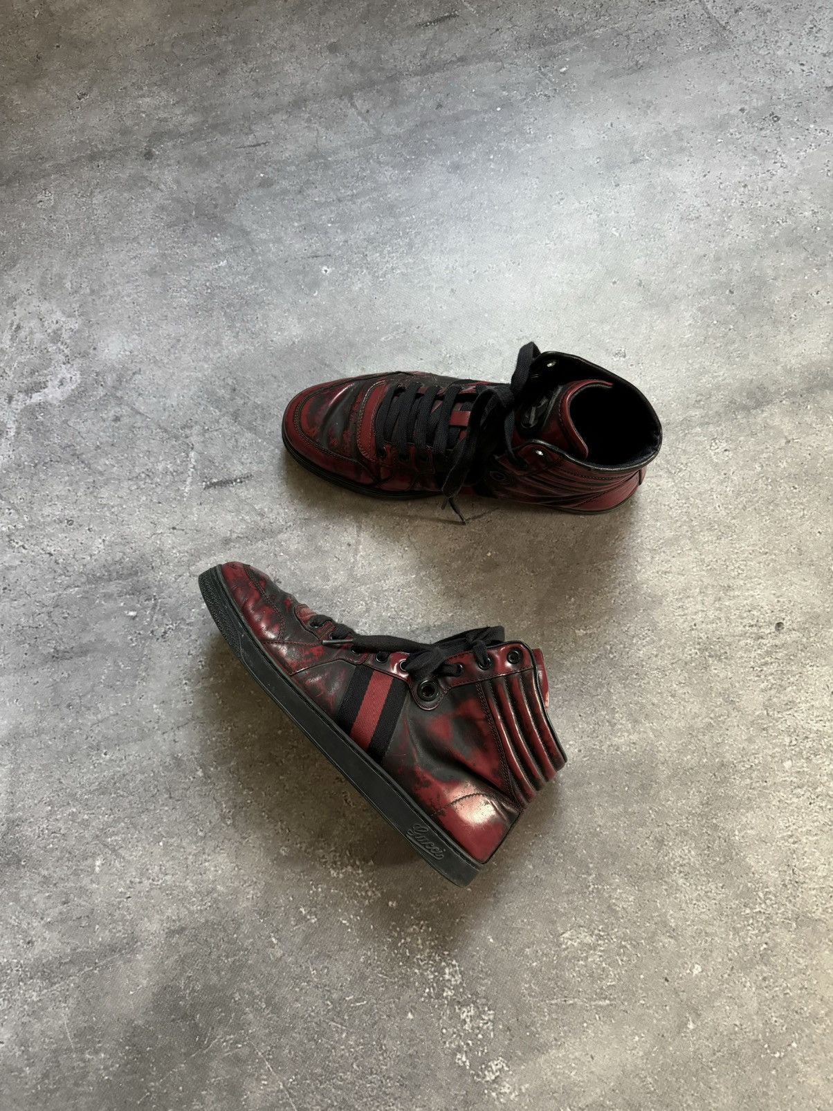 Gucci Gucci ‘GG’ Logo Black/Red High-Top Sneakers Size US 9.5 / EU 42-43 - 10 Thumbnail