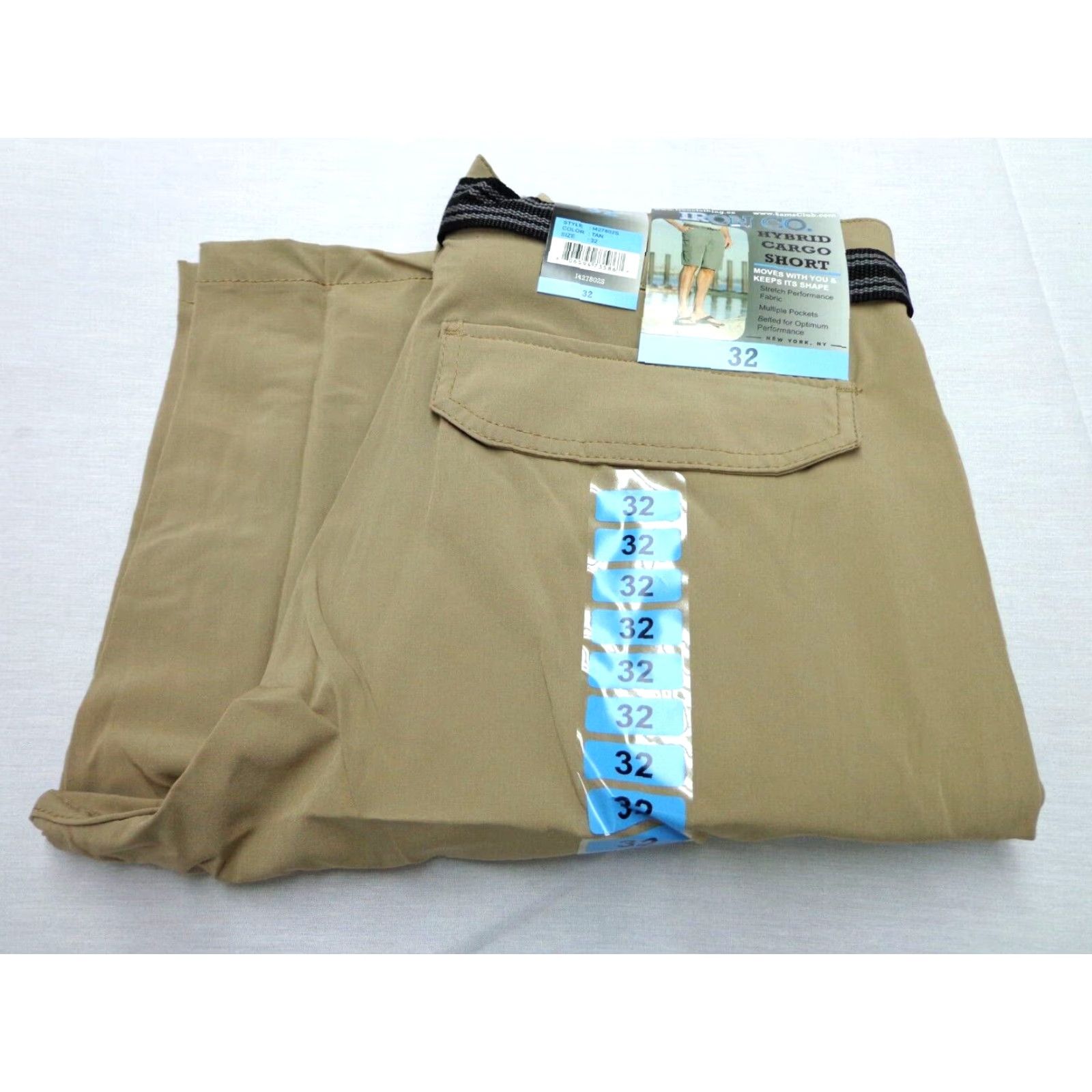 CO Iron Co Belted Stretch Performance Hybrid Cargo Shorts Cargo Men 32 Brown Tan Belted Modern 92% Polyester 8% Spandex Casual Workwear Travel 90s? Size US 32 / EU 48 - 2 Thumbnail