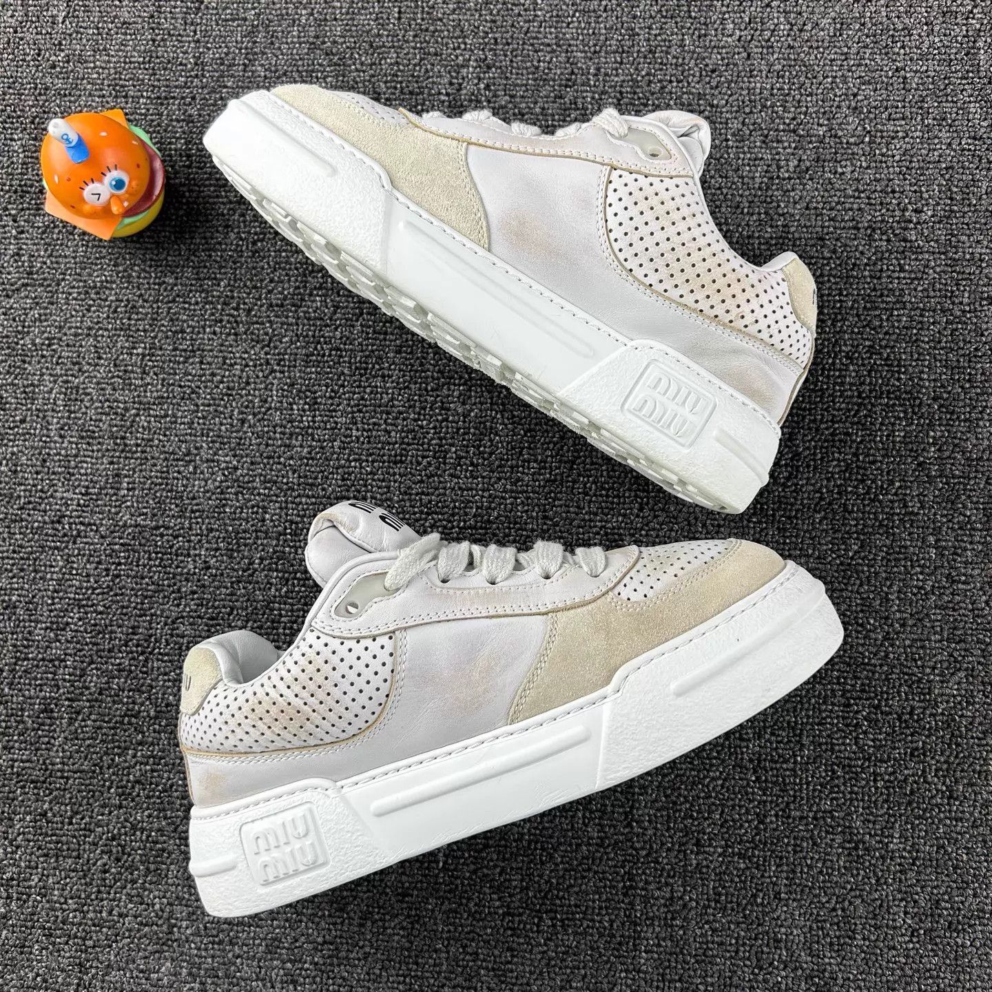 Miu Miu MIU MIU White Distressed Sneakers Women's 37 Size US 6.5 / IT 36.5 - 4 Thumbnail