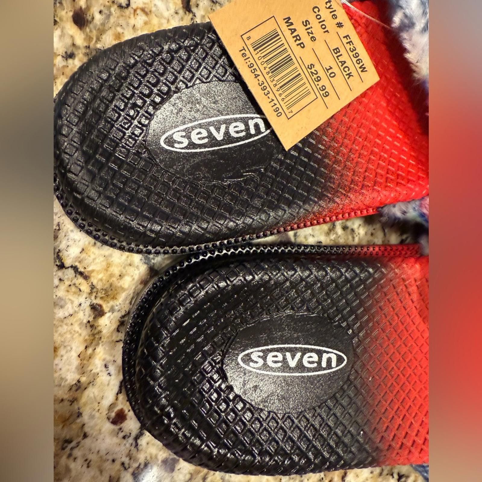Seven 7 Seven tie dyed faux fur rainbow colored slides Size 10 Size US 10 / IT 40 - 6 Thumbnail