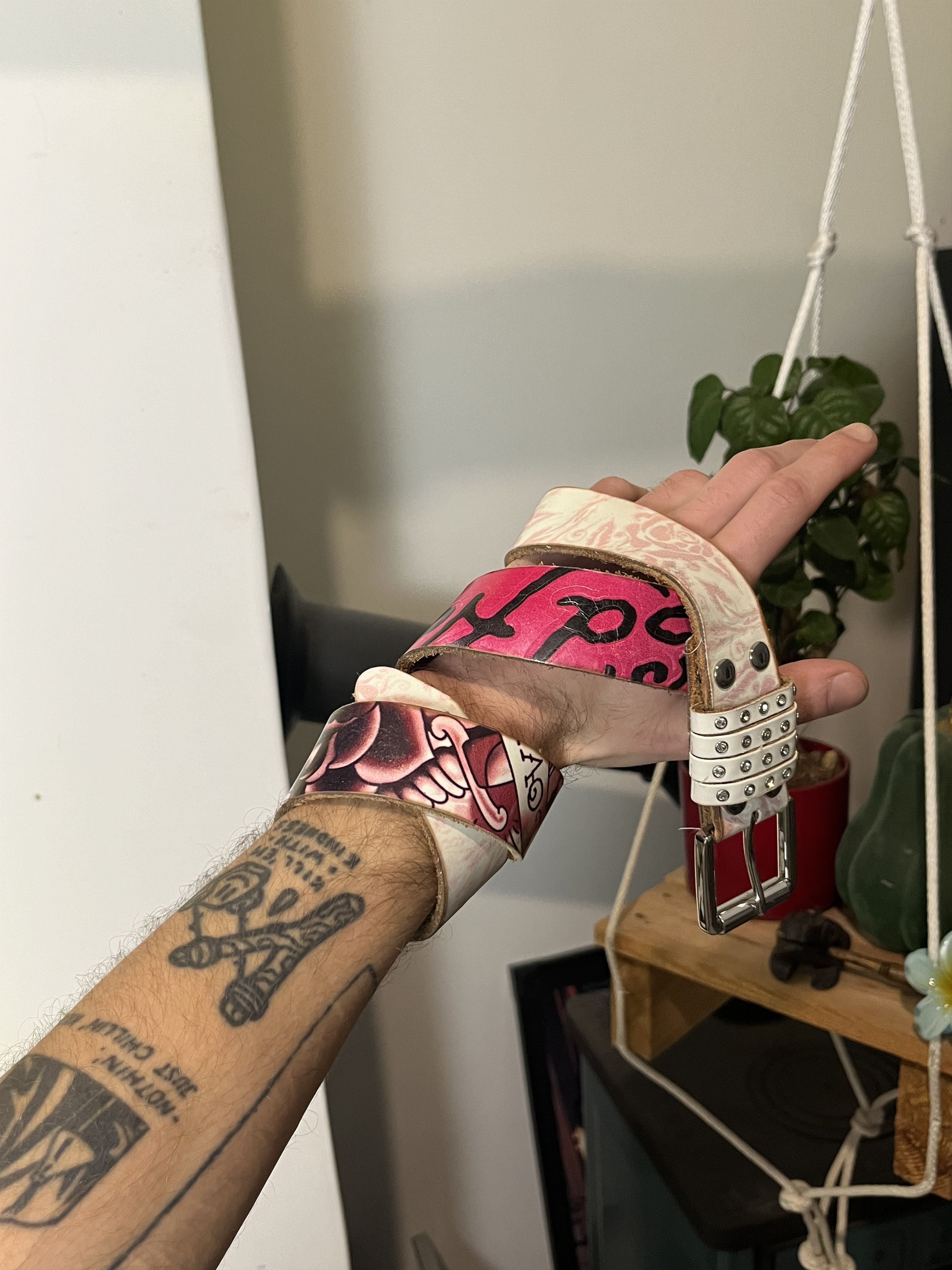 Christian Audigier × Ed Hardy Vintage Christian Audigier Ed Hardy Leather AOP Belt y2k Size ONE SIZE - 1 Thumbnail
