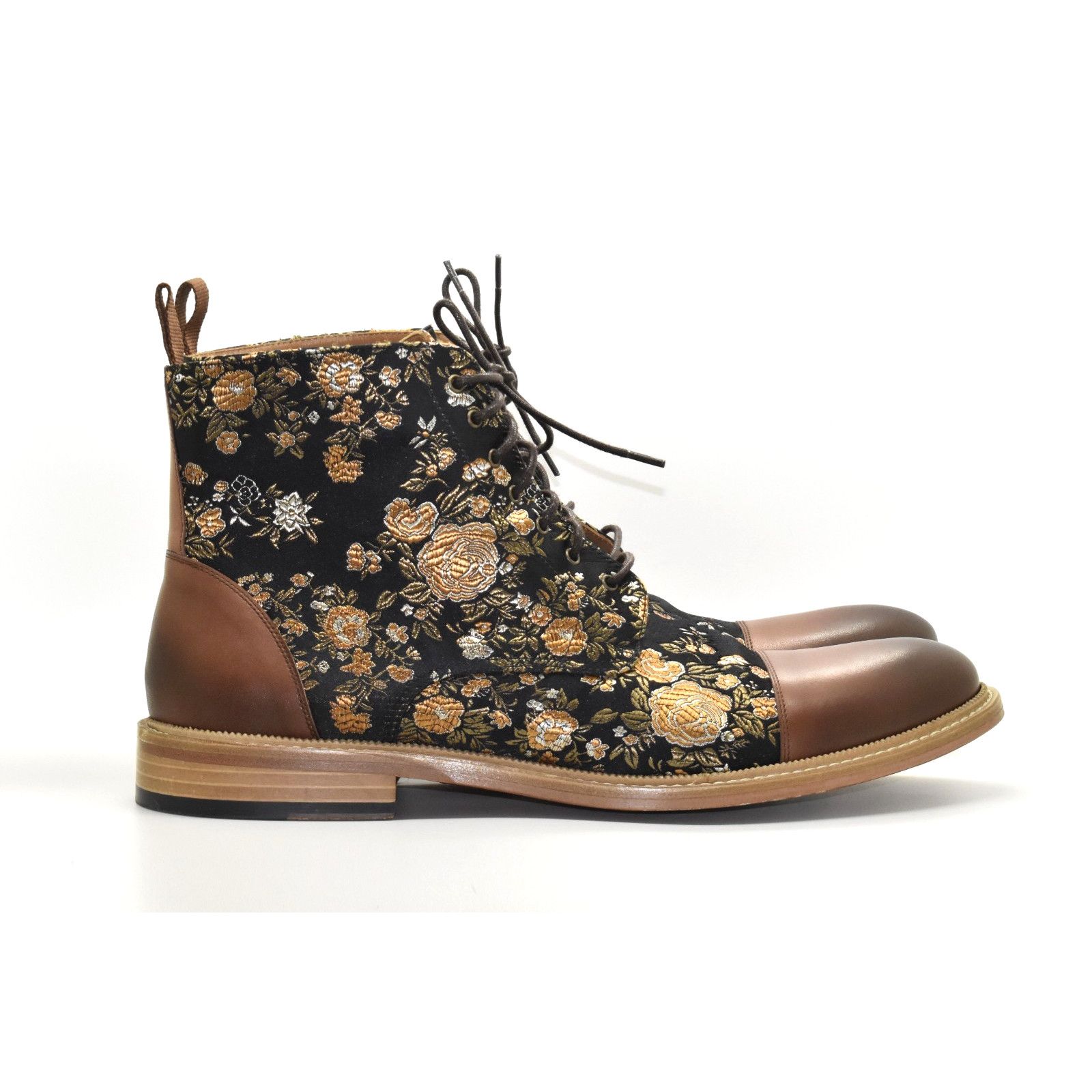 TAFT TAFT The Jack Floral Jacquard & Leather Cap Toe Boots Sz 46 Size US 13 / EU 46 - 3 Thumbnail