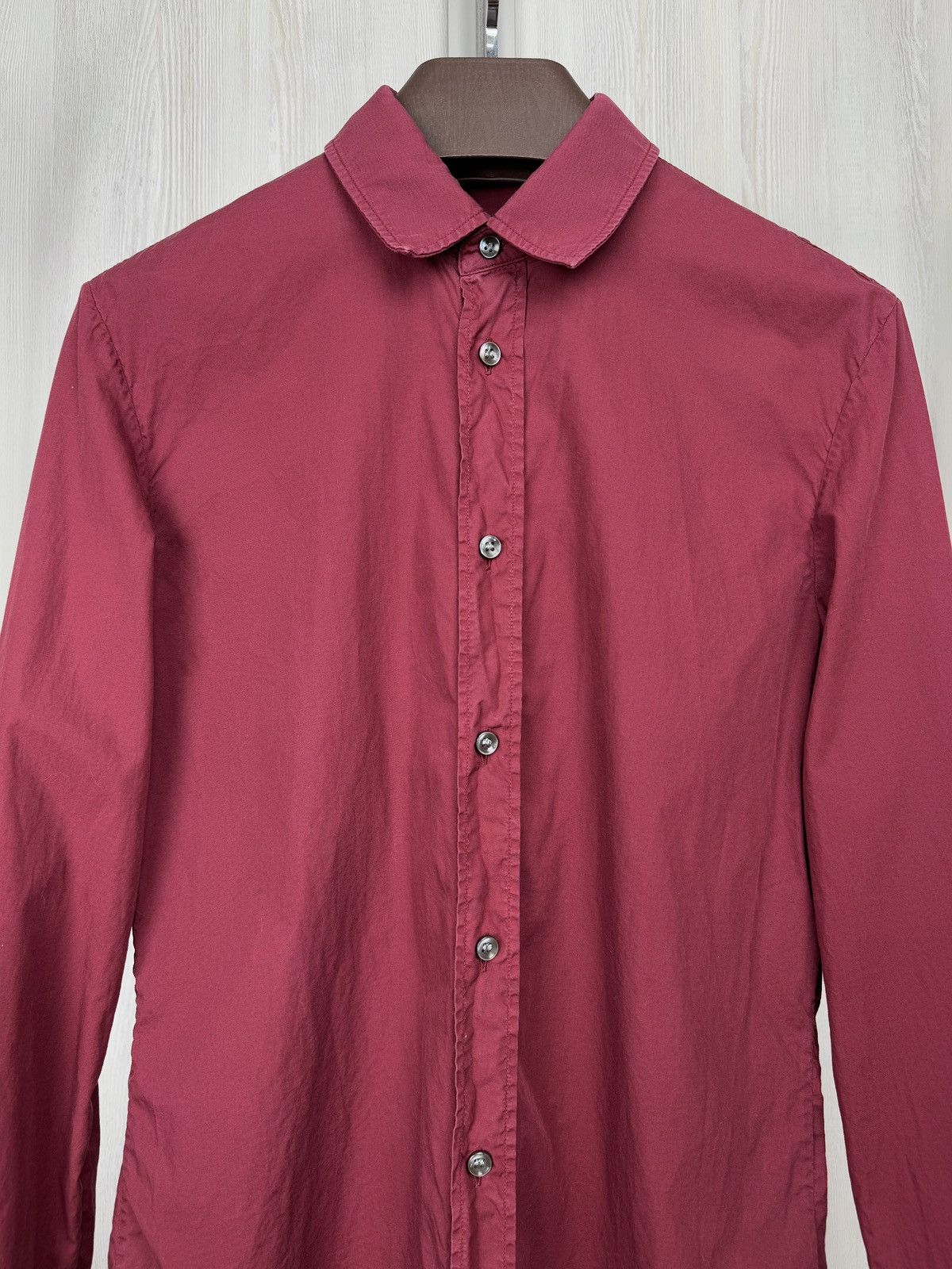 Maison Margiela Men’s Maison Martin Margiela Burgundy Long Sleeve Shirt 46 Size US S / EU 44-46 / 1 - 3 Thumbnail