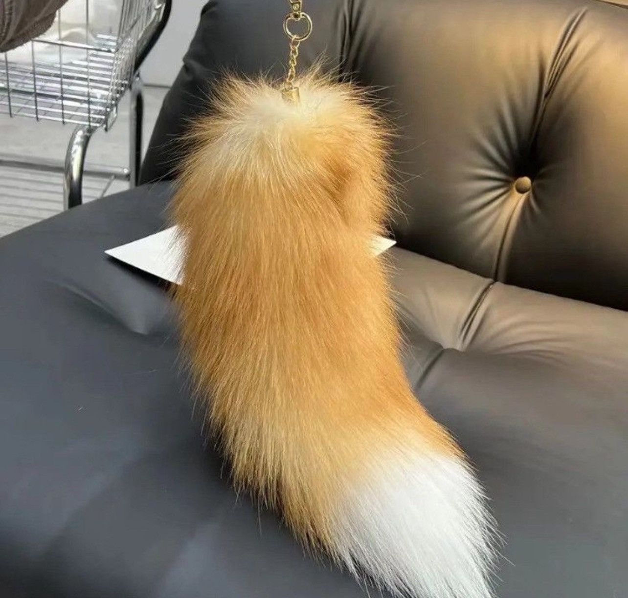 Other Brown White Fox Fur Tail Keychain Pendant / Cosplay Size ONE SIZE - 3 Thumbnail