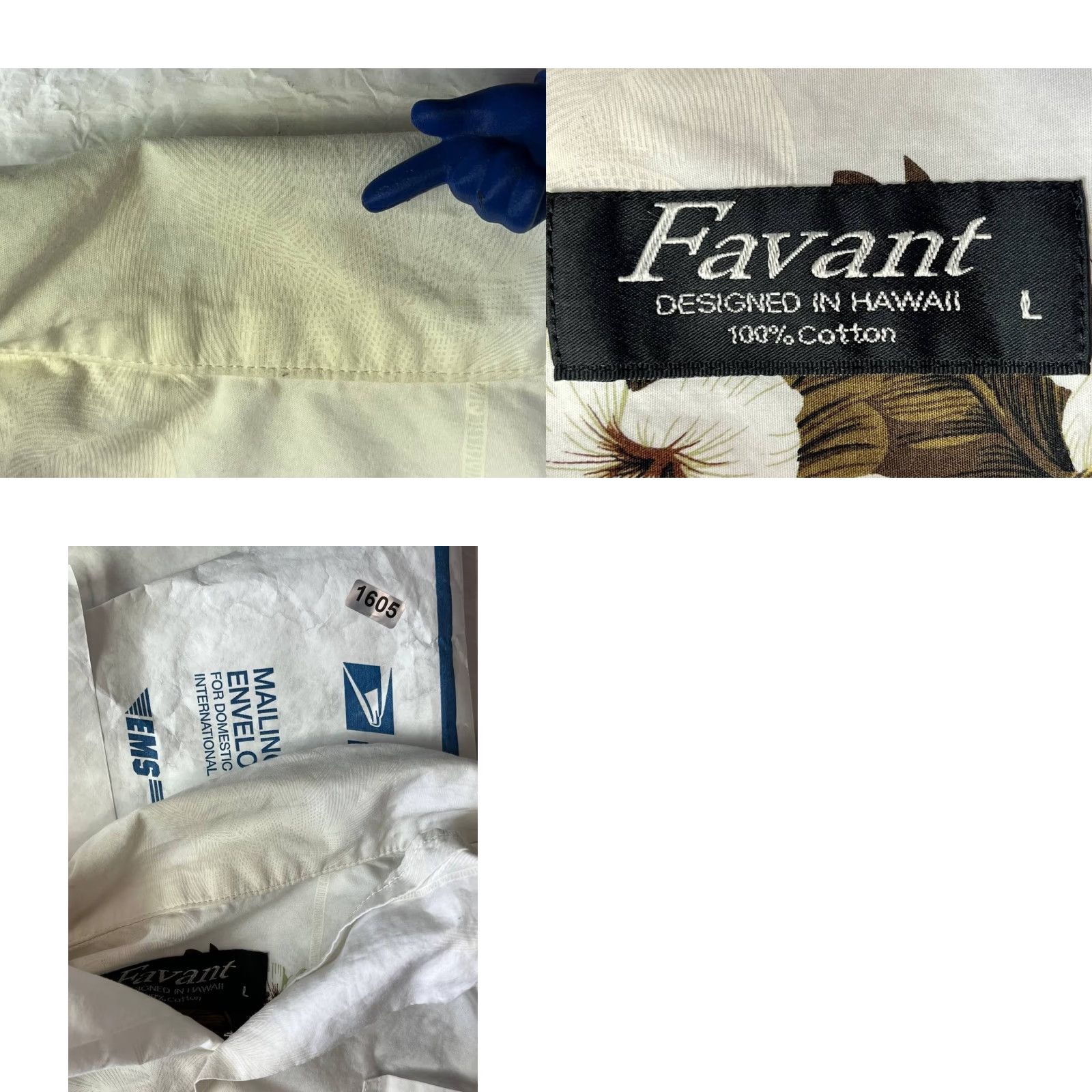 Vintage Favant Hawaii White Floral Short Sleeve Shirt L Mens Shirt Button-Up Casual Flower Pattern White Large Size US L / EU 52-54 / 3 - 8 Thumbnail