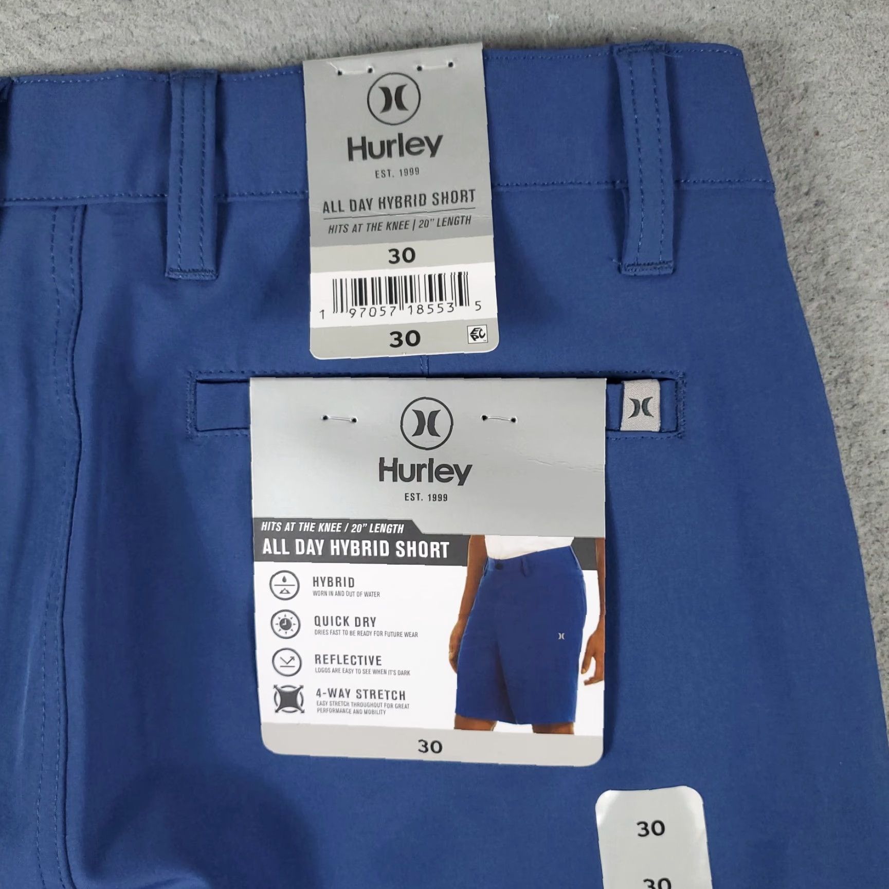 Hurley Hurley Shorts Mens 30 Blue Flat Front Chino Hybrid Casual Size US 30 / EU 46 - 5 Thumbnail