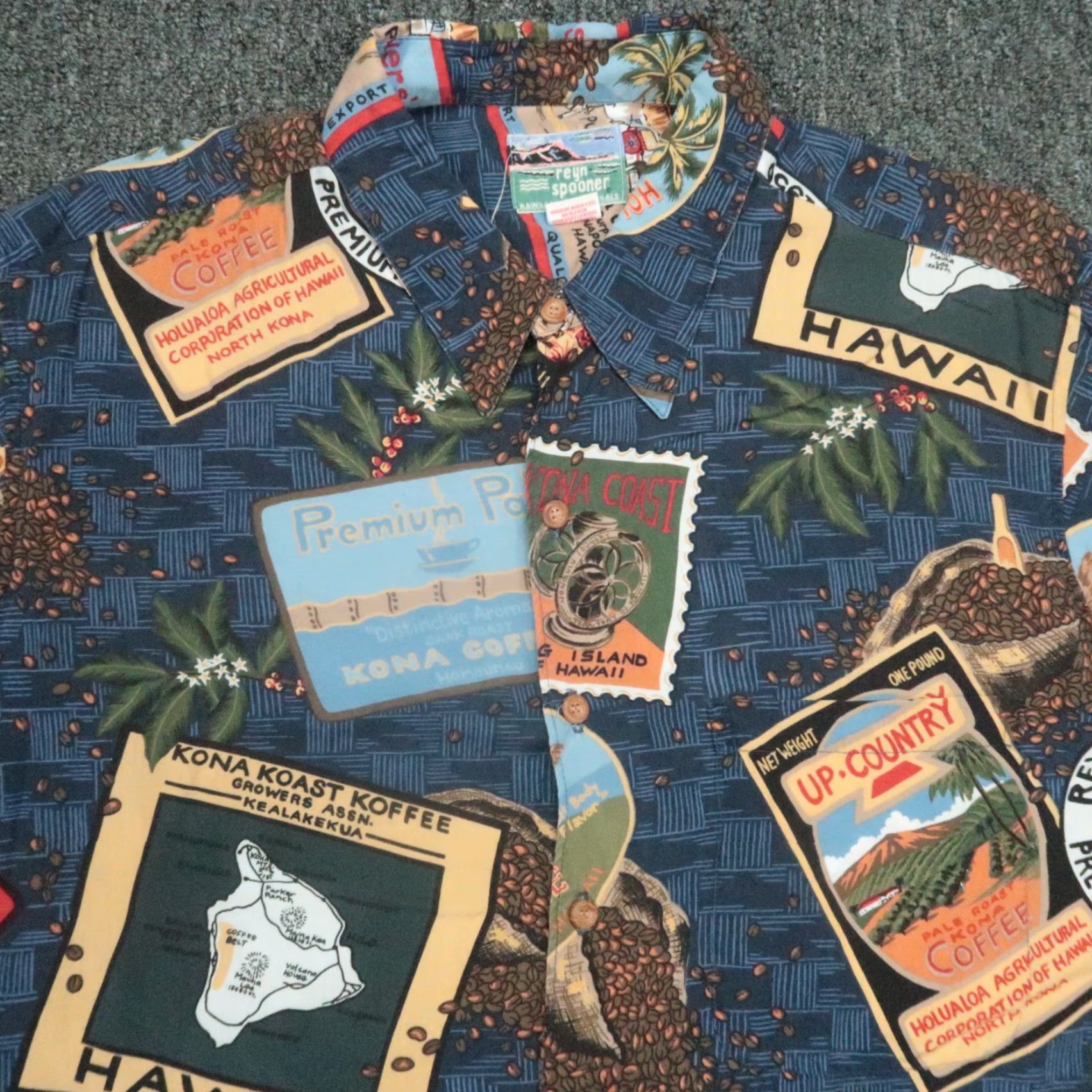 Reyn Spooner VINTAGE Reyn Spooner Shirt Mens Large Blue Hawaiian Traditionals Camp Coffee Beans Size US L / EU 52-54 / 3 - 2 Thumbnail
