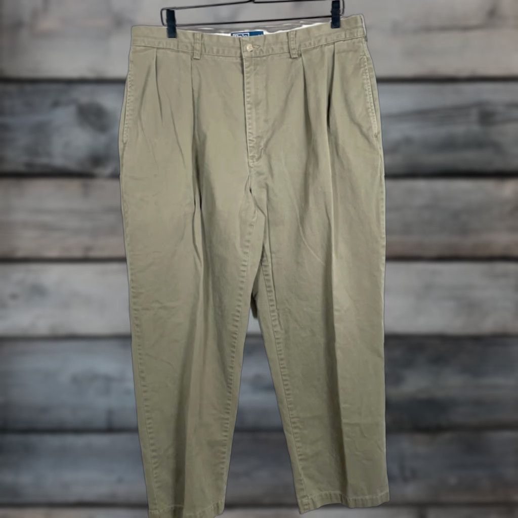 Polo Ralph Lauren VINTAGE Polo Ralph Lauren Andrew Pleated Pants Men 36 x 29 Green Chino Regular High Rise Zip 100% Cotton Vintage Mens Range: Preppy Retro Size US M / EU 48-50 / 2 - 1 Thumbnail