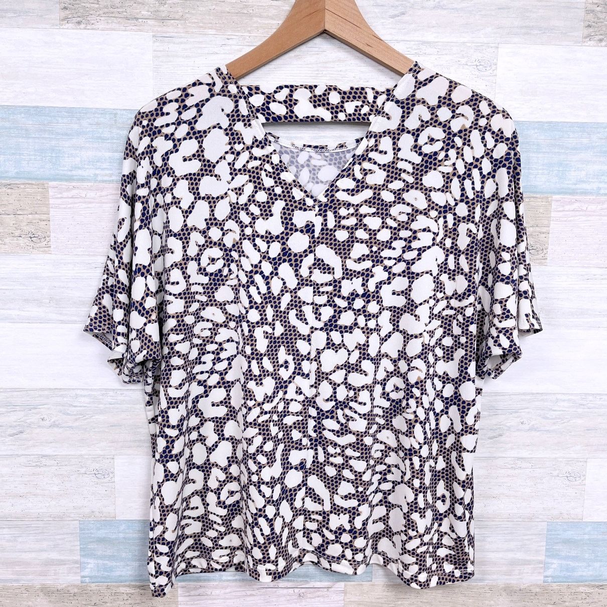 Other Clara Sun Woo Leopard Print Dolman Blouse Beige Blue Work S Size S / US 4 / IT 40 - 4 Thumbnail