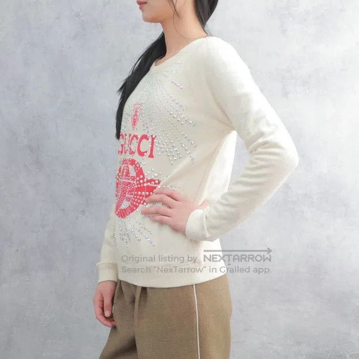 Gucci Gucci White Red Logo Rhinestone Sweatshirt. Size S / US 4 / IT 40 - 4 Thumbnail