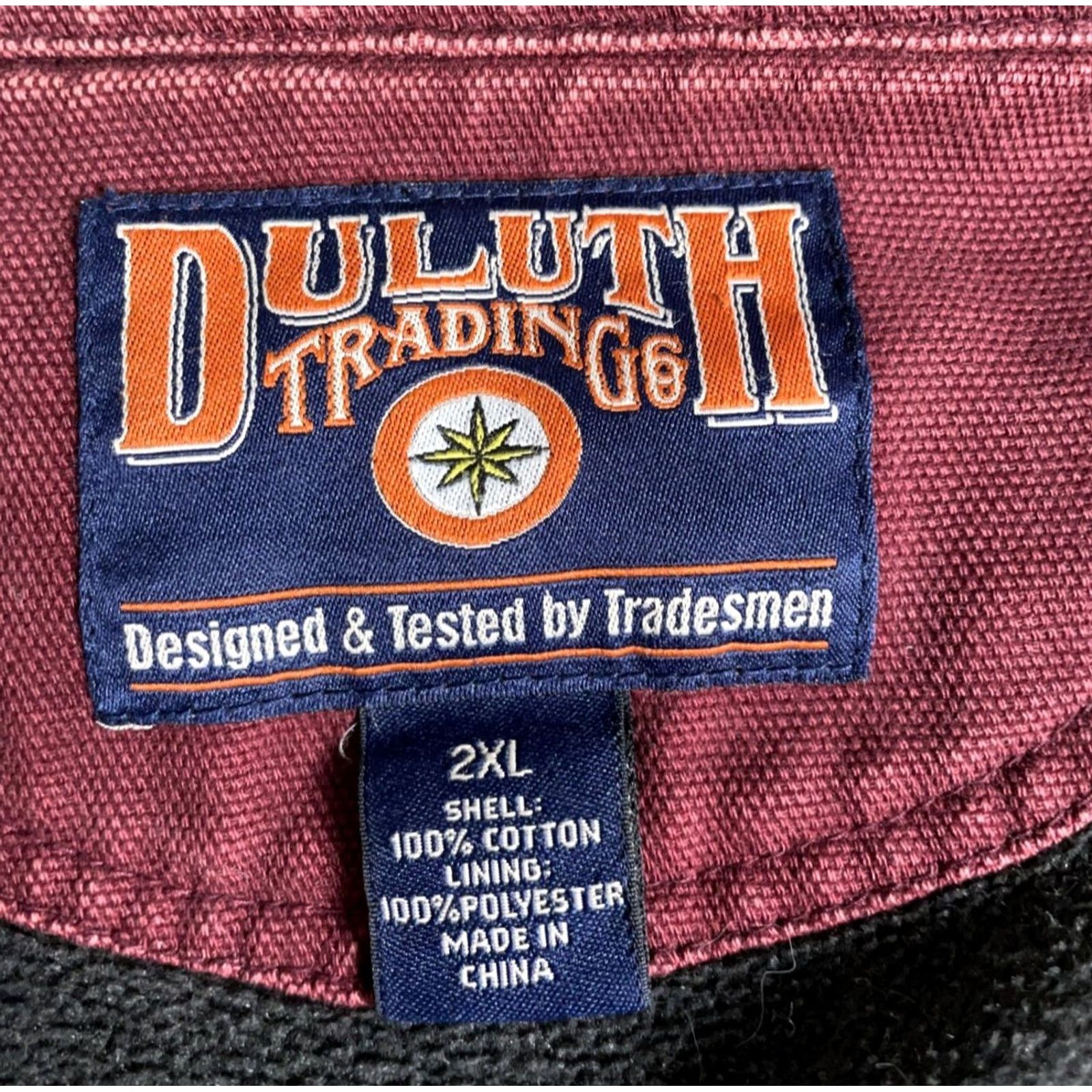 Vintage Duluth Jacket Fleece Lined Canvas Dark Red 2XL - Heavyweight, Workwear, Mens, Button Front, Short Length, Cotton/Polyester, Pockets, Regular Fit Size US XXL / EU 58 / 5 - 4 Thumbnail