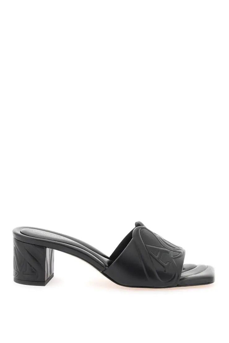 image of Alexander Mcqueen O1S22I1N0324 Logo Leather Mule Shoess In Black Shoes, Women's (Size 10)