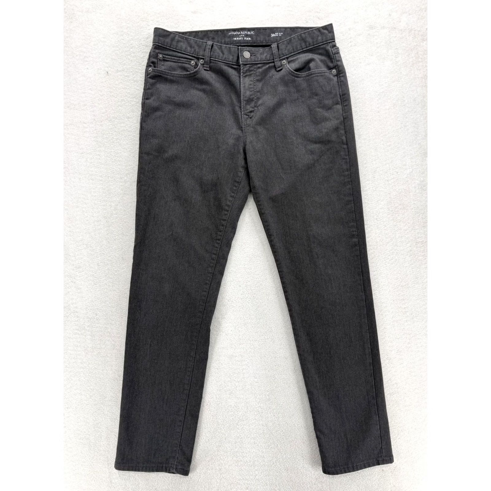 Banana Republic Banana Republic Travel Jeans Mens 34x30 Slim Straight Charcoal Wash Gray Denim Size US 34 / EU 50 - 2 Thumbnail