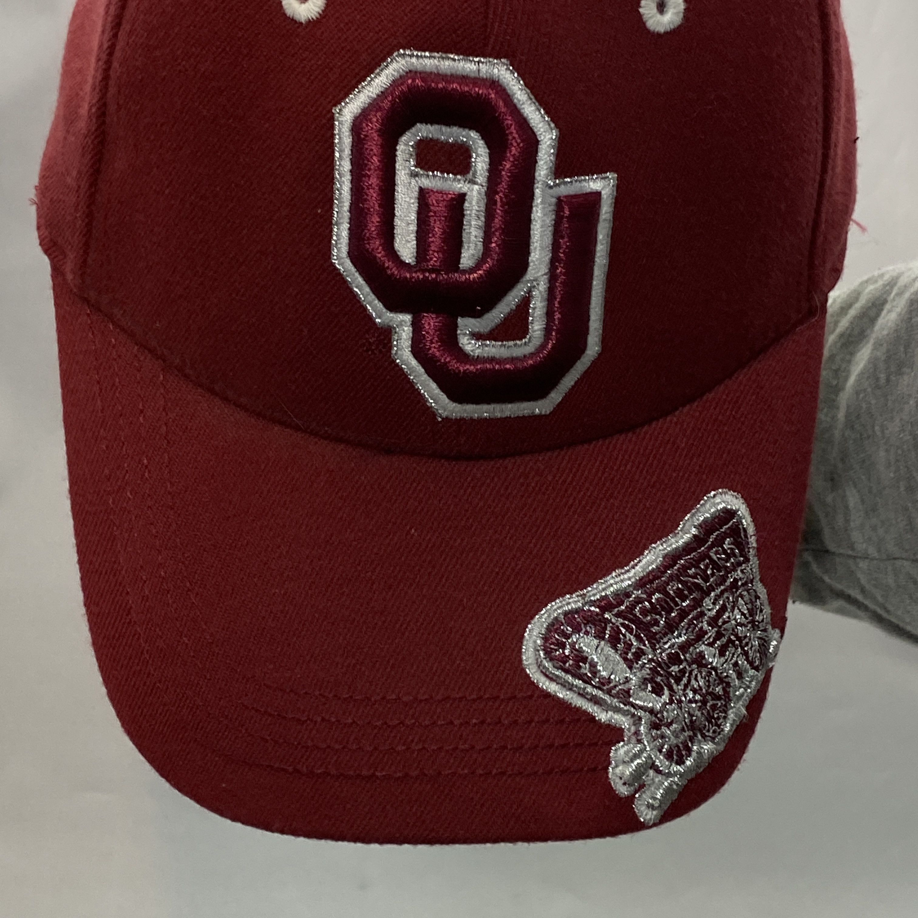 NCAA × Top Of The World × Vintage 90s OU OKLAHOMA SOONERS Hat Crimson Embroidered Wagon Logo Size ONE SIZE - 5 Thumbnail