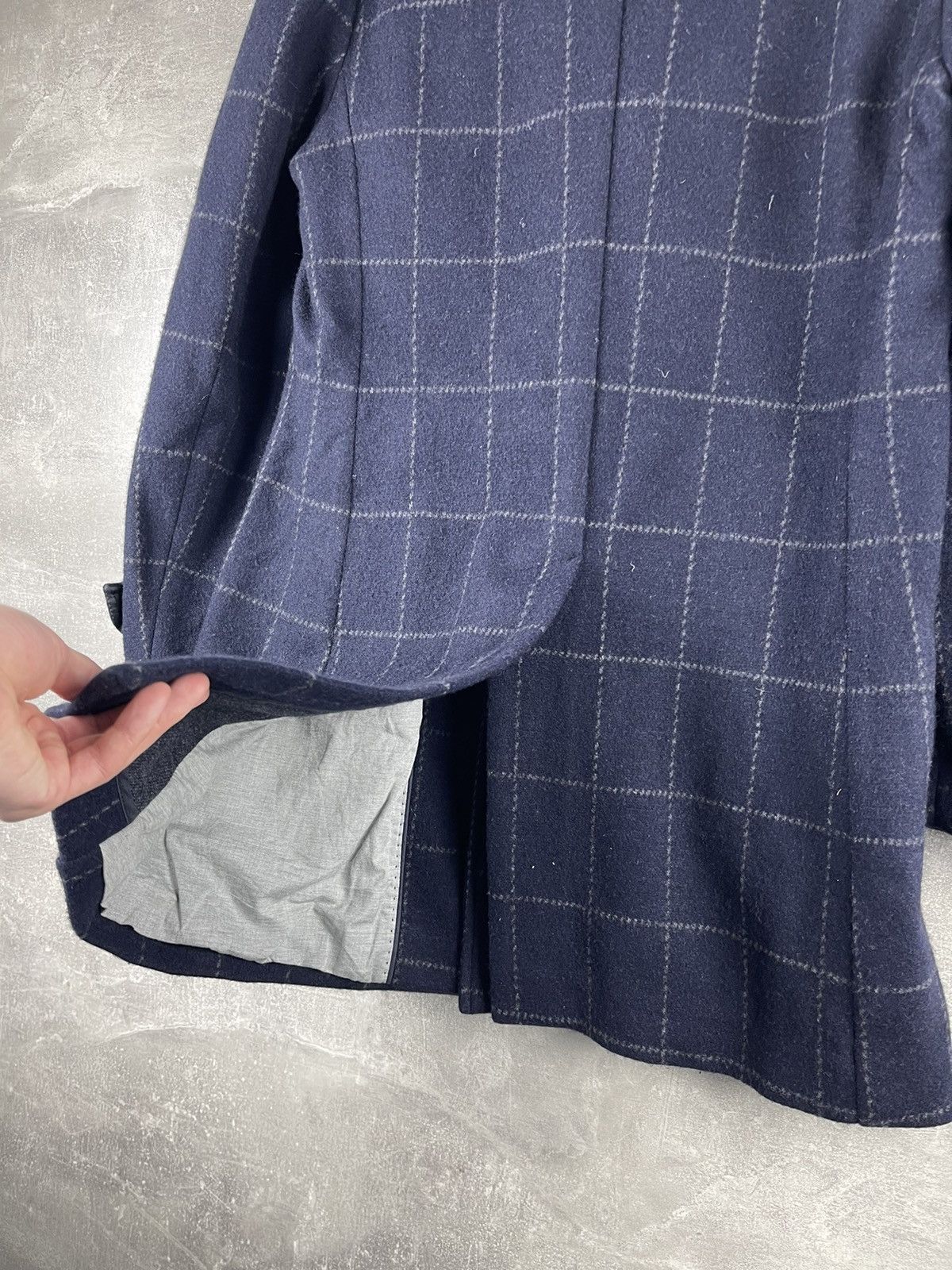 Eleventy Eleventy Platinum Wool Cashmere Check Coat Navy Blue Size US M / EU 48-50 / 2 - 8 Thumbnail