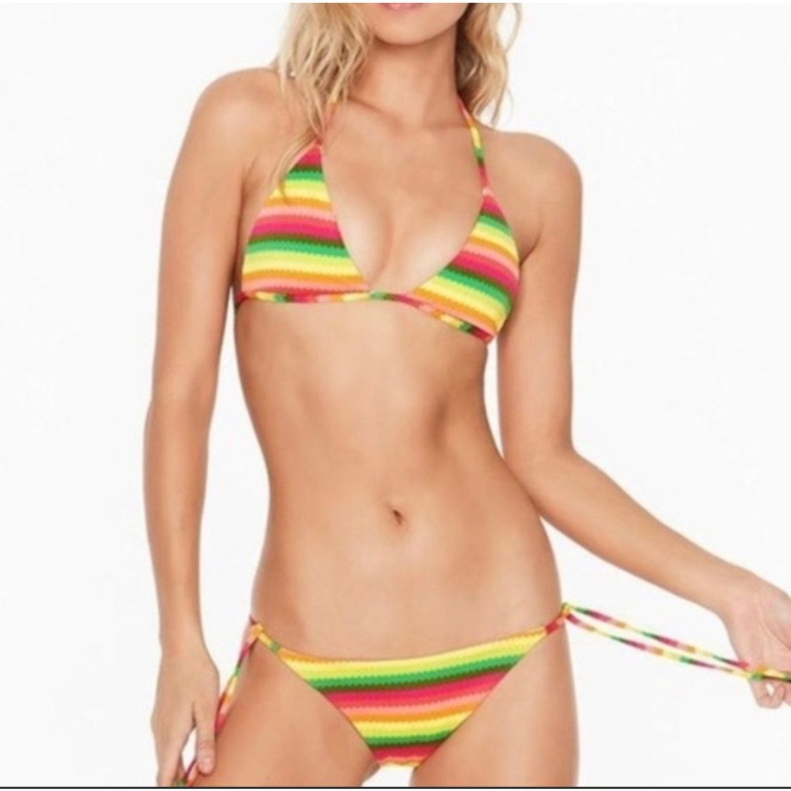 Anthropologie NEW L*SPACE Rainbow Stripe White Swimsuit Bikini Bottom Size ONE SIZE - 11 Thumbnail