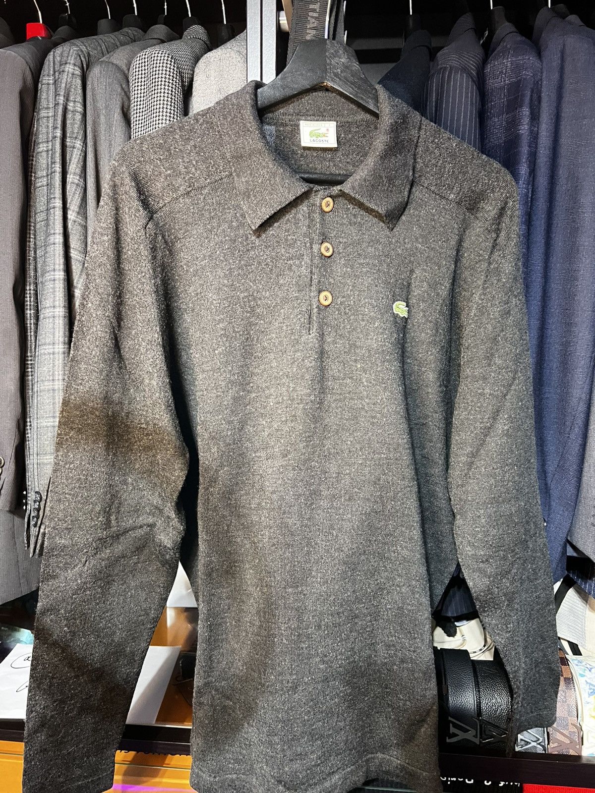 Lacoste Lacoste Wool Longsleeve Polo - Grey. Size L Size US L / EU 52-54 / 3 - 1 Thumbnail