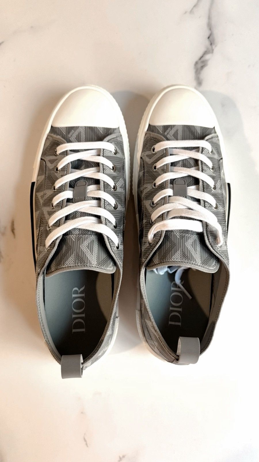 Dior Dior B23 CD Diamond Low-Top Sneakers in Gray and White Size US 11 / EU 44 - 5 Thumbnail