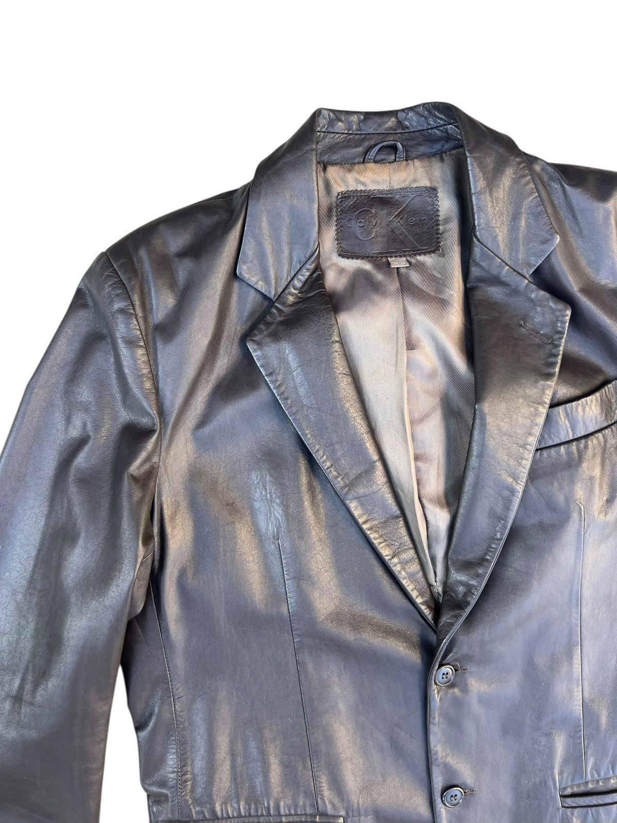 Calvin Klein Vintage CK Calvin Klein Italy Leather Coat Blazer Jacket Size US M / EU 48-50 / 2 - 6 Thumbnail