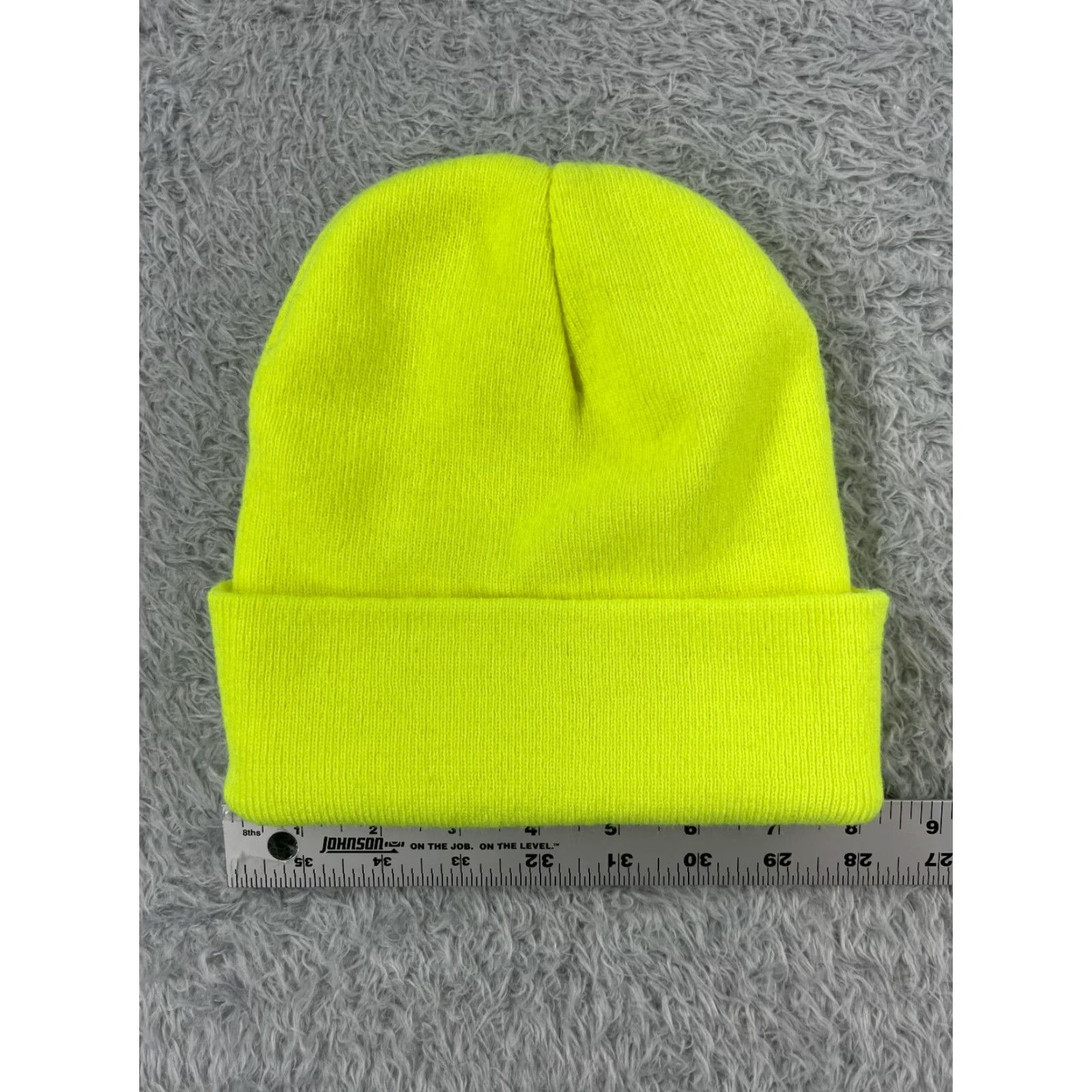 Vintage Beanie Toque Adult One Size Neon Yellow Knit Acrylic Poly LED Holder Camp Hike Mens Size ONE SIZE - 4 Thumbnail