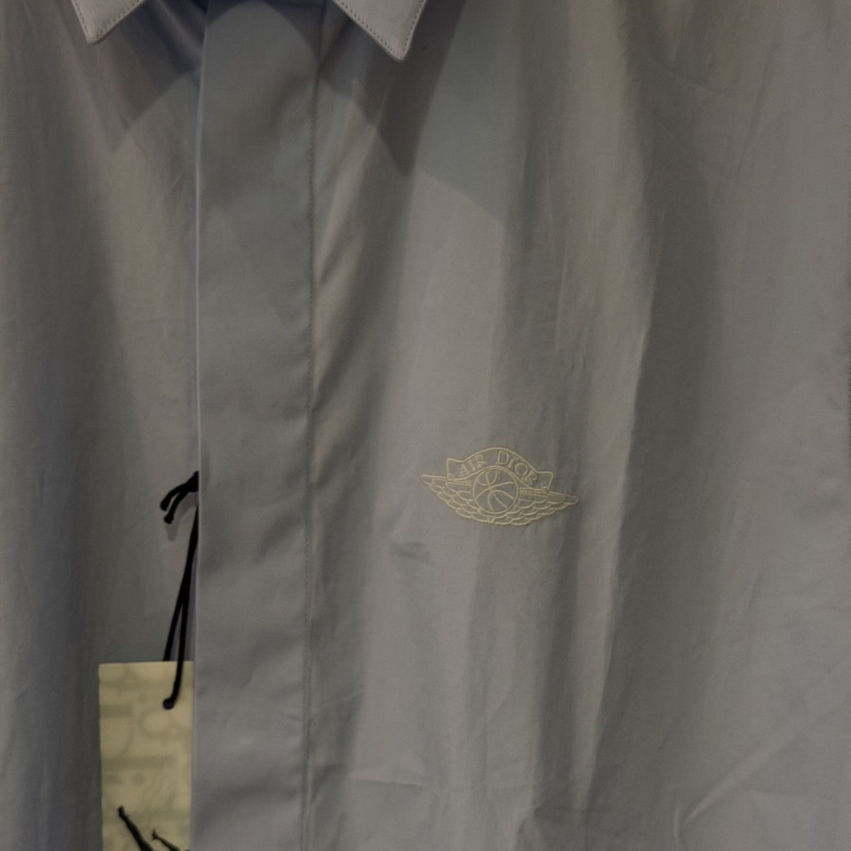 Dior × Jordan Brand Air Dior Jordan Wing Basketball Blue Logo LS Button Up SZ 40 Size 40R - 3 Thumbnail