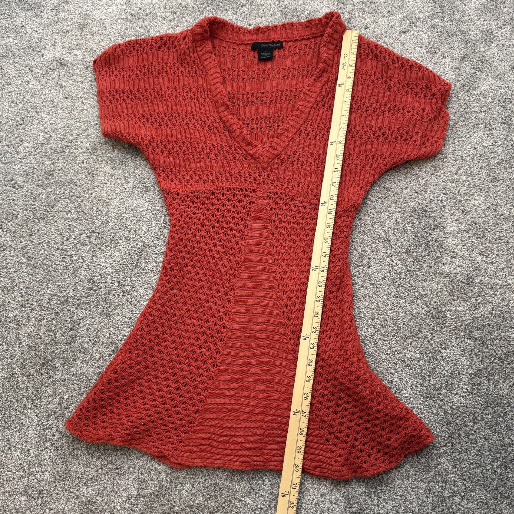 Calvin Klein Calvin Klein Jeans Sweater Women M Red Knit Solid Boho Cottagecore Retro 70s Prairie Romantic Size M / US 6-8 / IT 42-44 - 5 Thumbnail