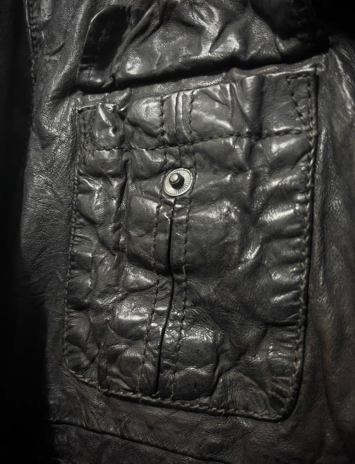 Japanese Brand Cathy Jane Avant-Garde Dark Brown Leather Army Jacket Size US M / EU 48-50 / 2 - 4 Thumbnail