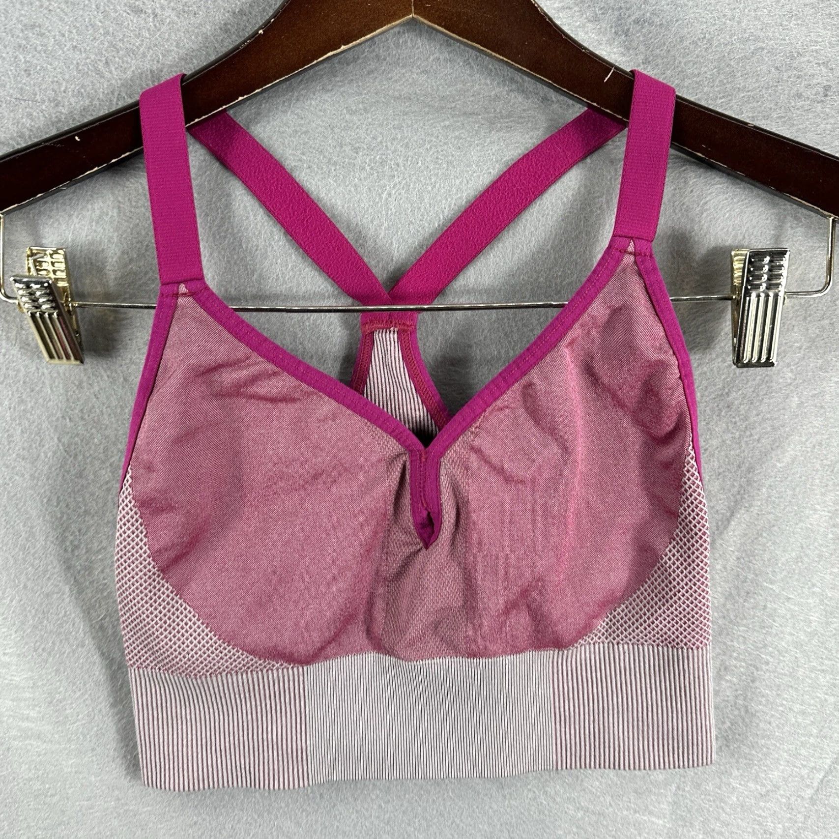 Nike Nike Sports Bra Womens Small Pink Gray Dri-FIT Low-Impact Padded Indy Racerback One Size Bleed of Color? Size ONE SIZE - 2 Thumbnail