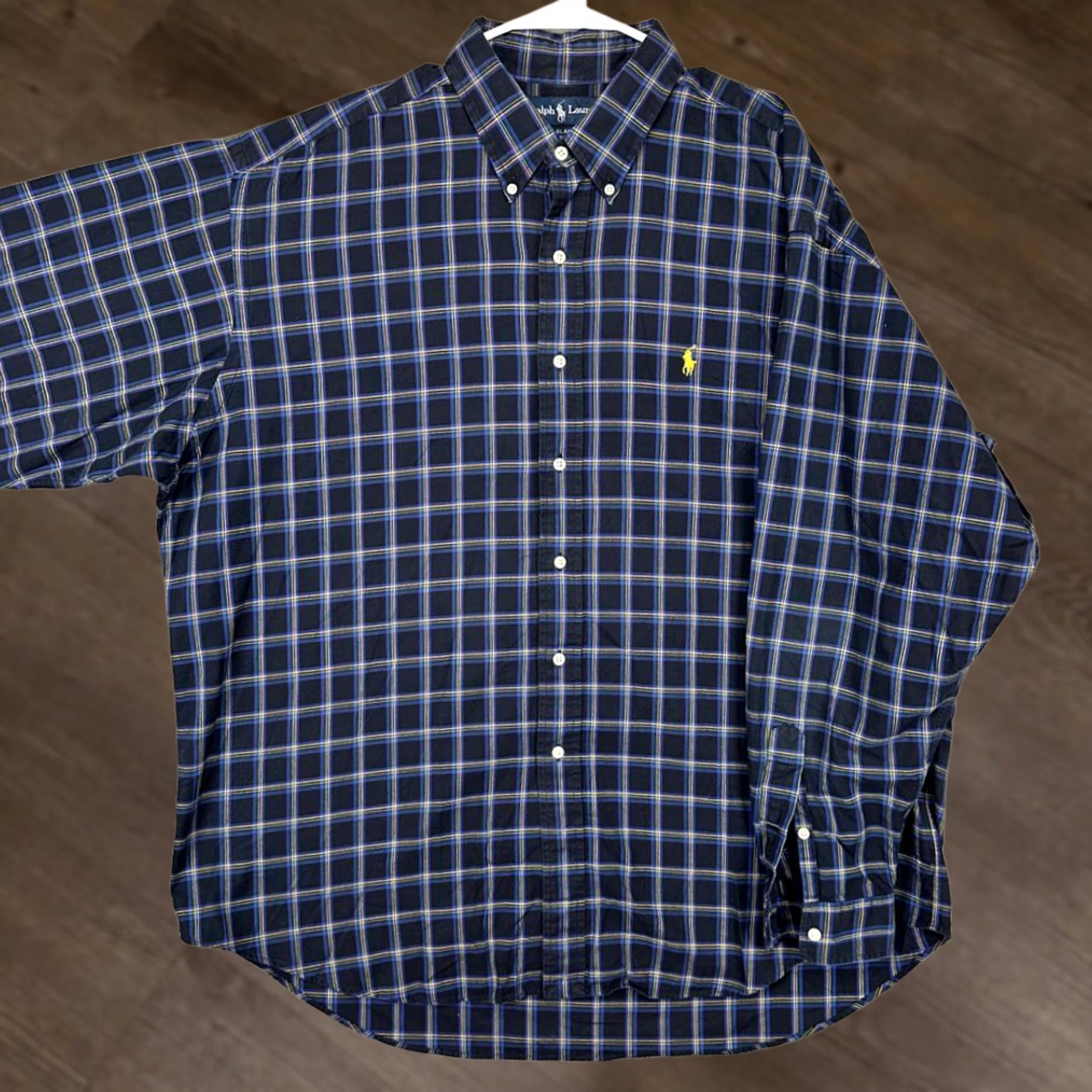 Ralph Lauren Ralph Lauren Blake Button-Down Shirt Mens XL Black Blue Plaid Oversized Baggy Size US XL / EU 56 / 4 - 1 Thumbnail