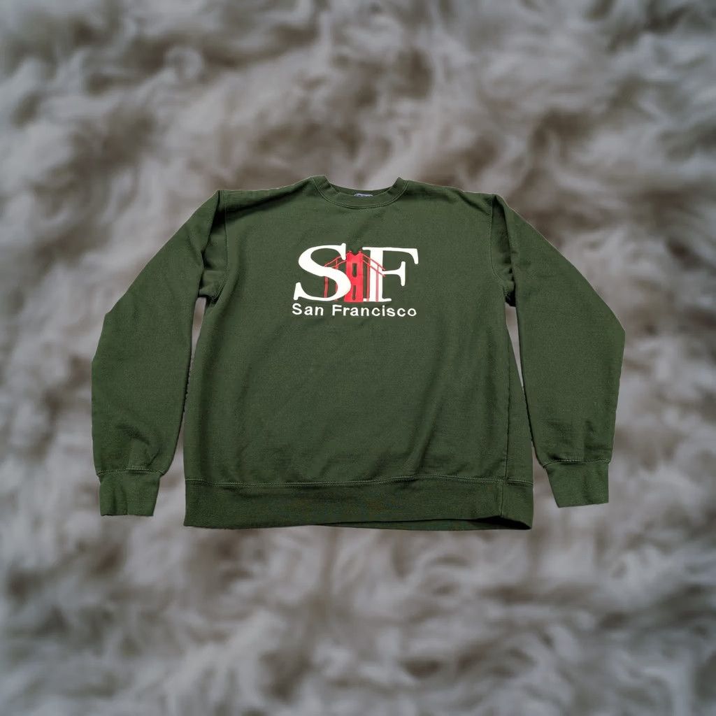 Vintage VINTAGE Ocean Beach Sweatshirt Mens Large Green San Francisco Pullover Crewneck Graphic Print Size US L / EU 52-54 / 3 - 1 Thumbnail