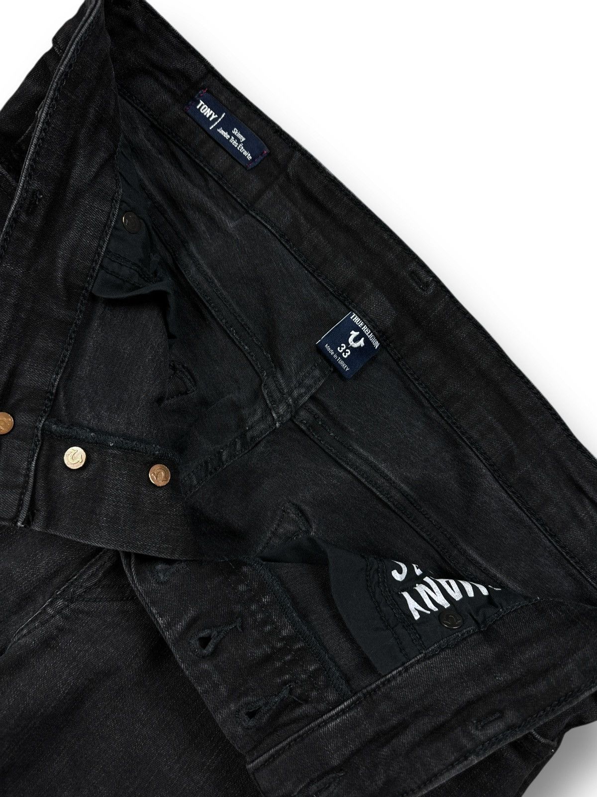 True Religion True Religion Tony Skinny Full Black Opium Stretch Jeans W33 Size US 33 - 13 Thumbnail