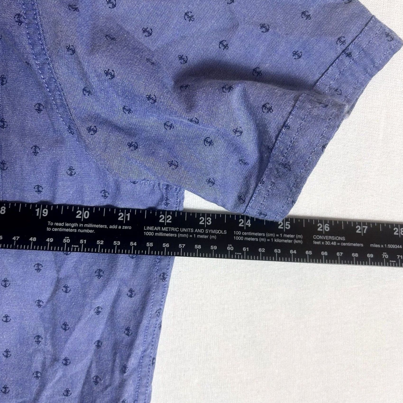 Vintage Free Planet Button-Up Shirt Mens L Blue Casual Boat Anchor All Over Print Size US L / EU 52-54 / 3 - 7 Thumbnail