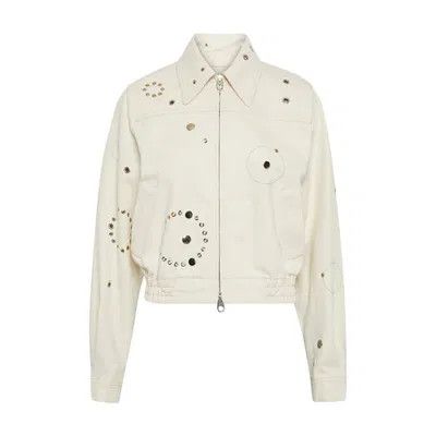 Chloe o1y0825 Denim Jacket in Ivory Size M / US 6-8 / IT 42-44 - 1 Thumbnail