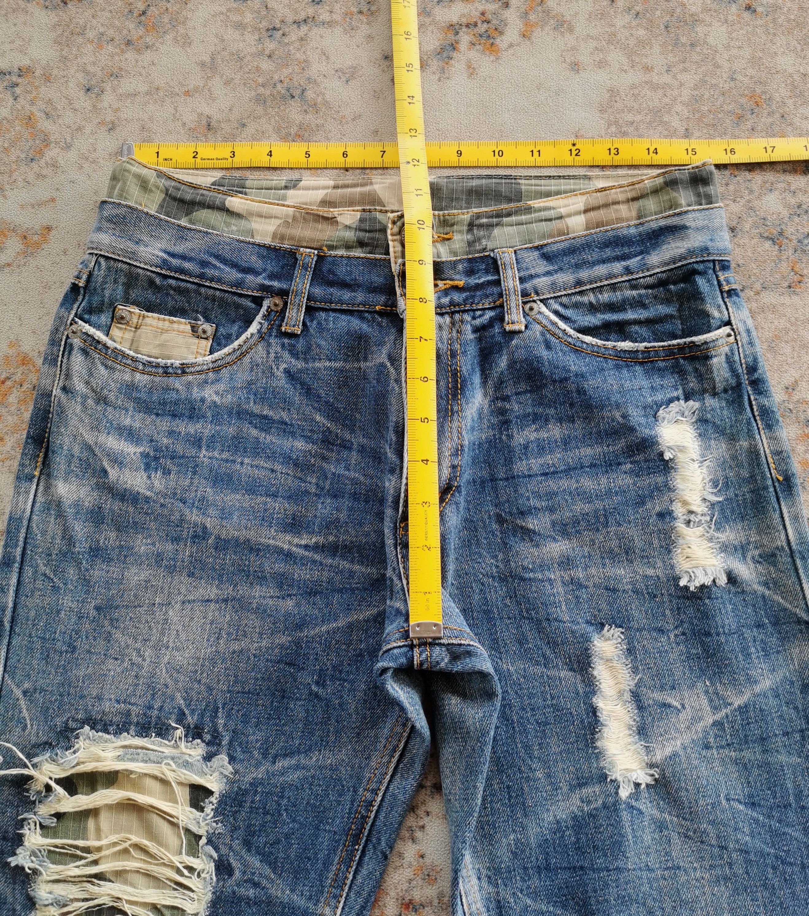 Kapital DoubleWaist Distressed Denim Clawmark CamoWaist Size 31x31.5 Size US 31 - 8 Thumbnail