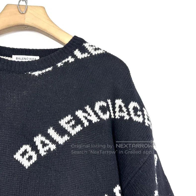 Balenciaga Balenciaga Black Full Bullet Screen Logo Sweater Size US XXS / EU 40 - 6 Thumbnail