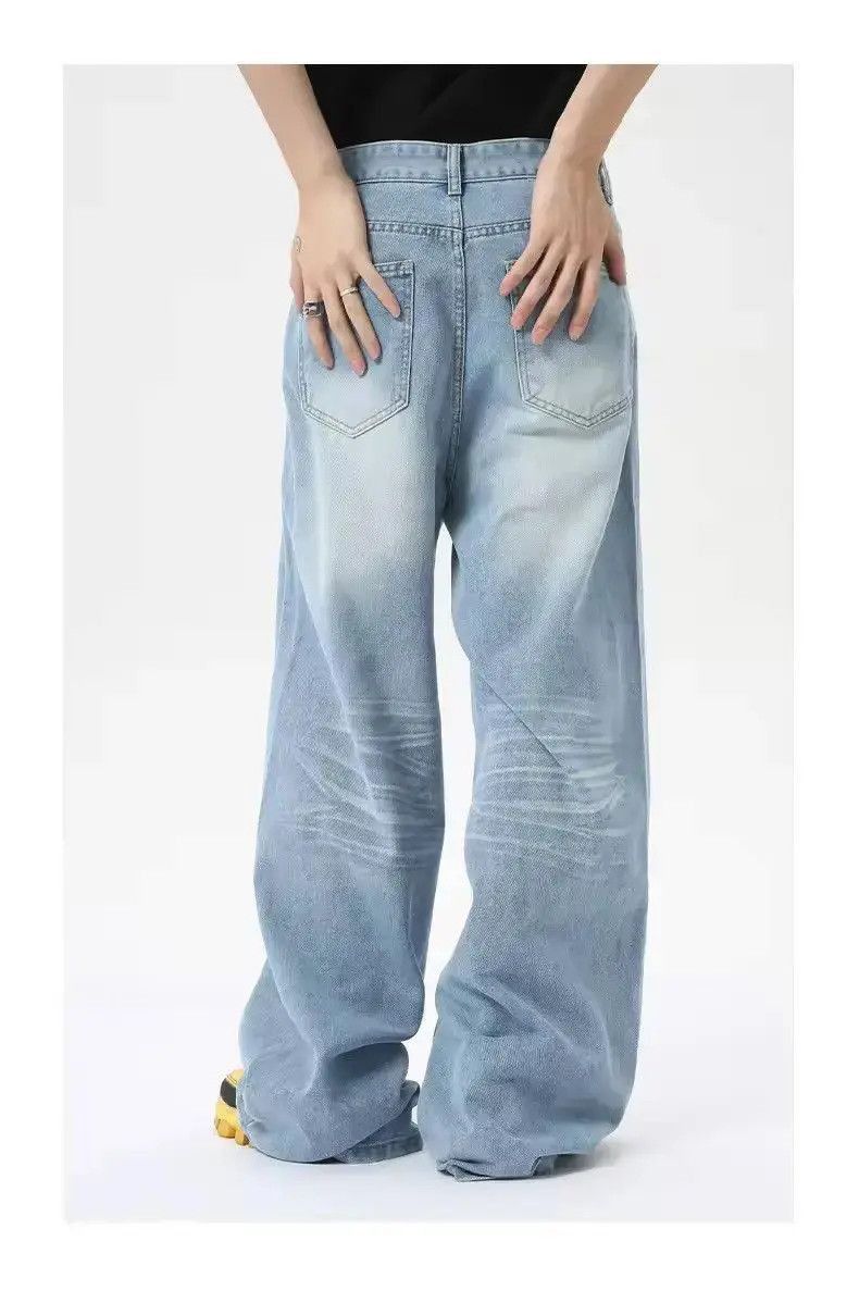 Japanese Brand Washed Blue Baggy Distressed Classic Loose Jeans Y2k Size US 32 / EU 48 - 5 Thumbnail
