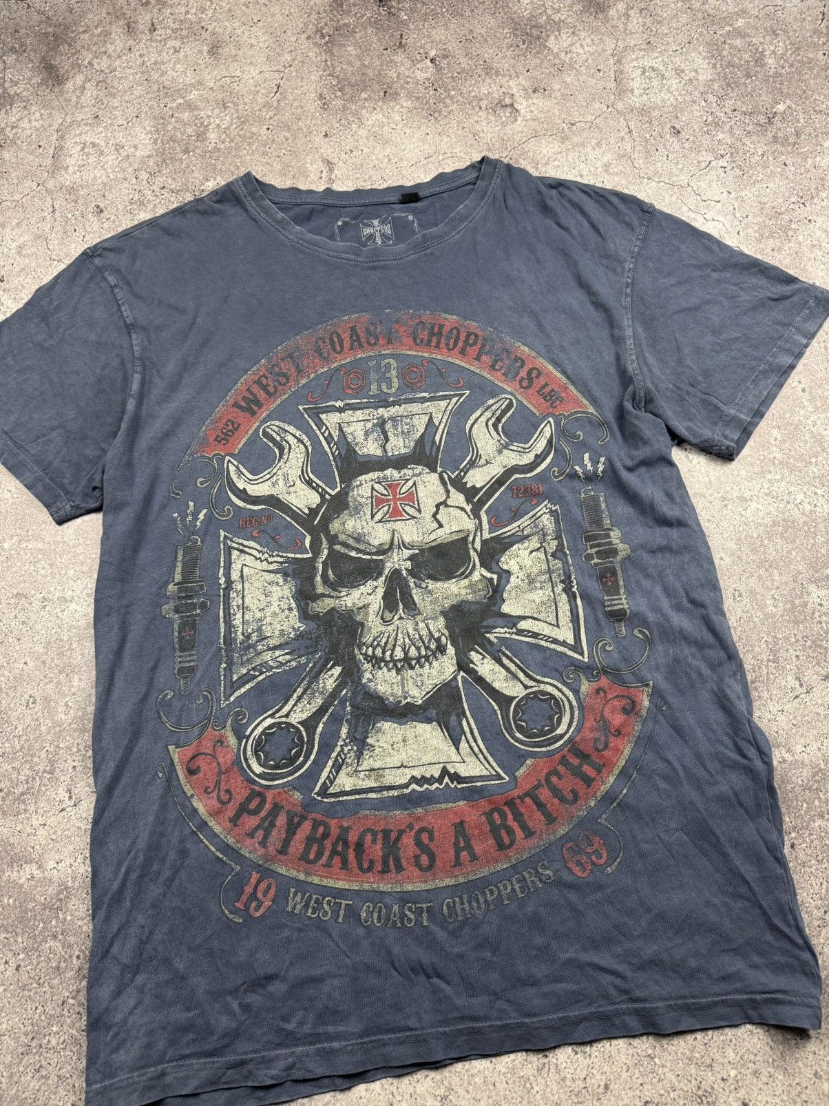 West Coast Choppers Vintage 00’s West Coast Choppers skull t-shirt rare retro Size US L / EU 52-54 / 3 - 2 Thumbnail