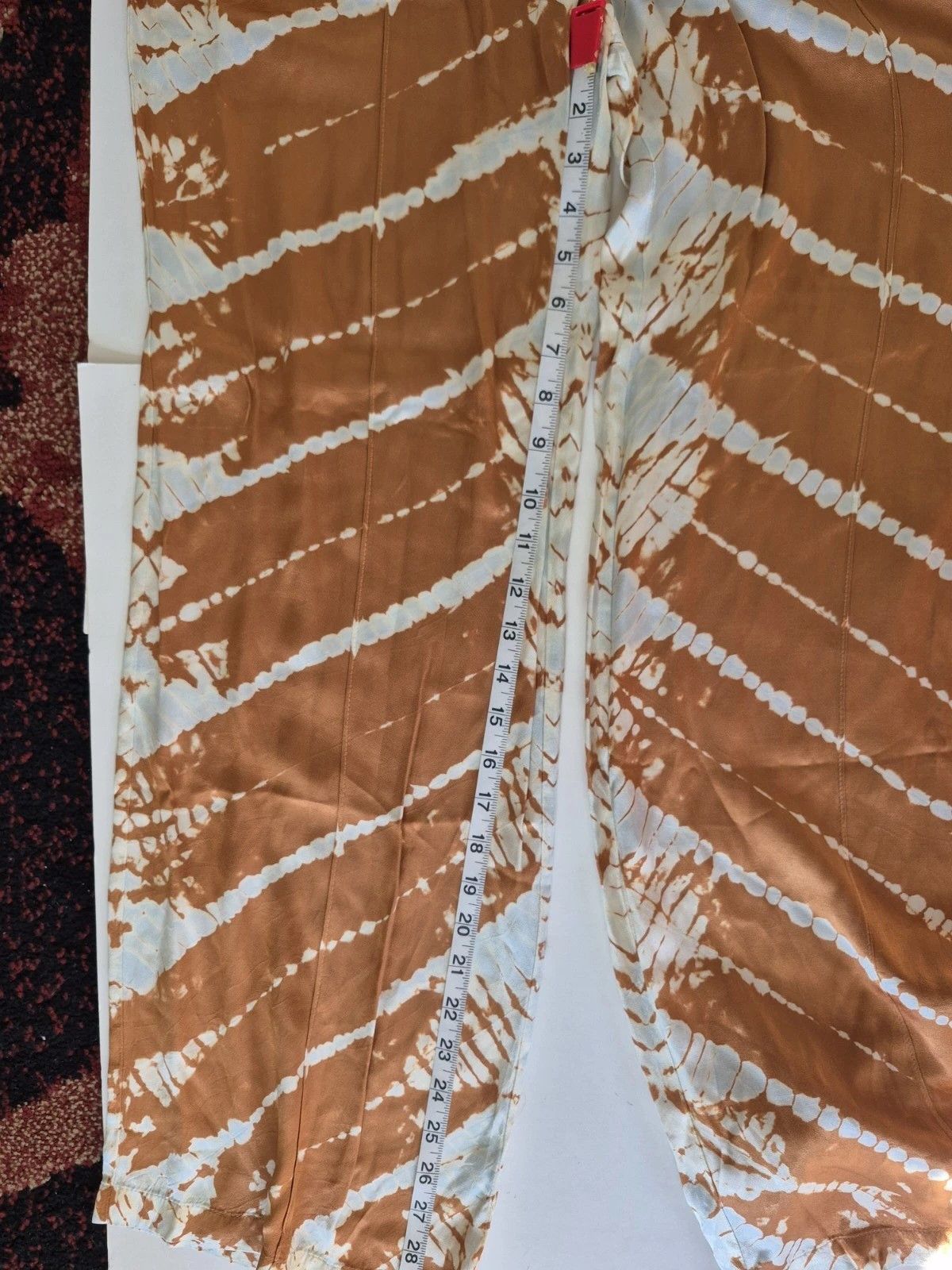 Young Fabulous & Broke YFB Pants Satin Copper Print Wide Leg Pull On Gift Party Size 28" / US 6 / IT 42 - 10 Thumbnail