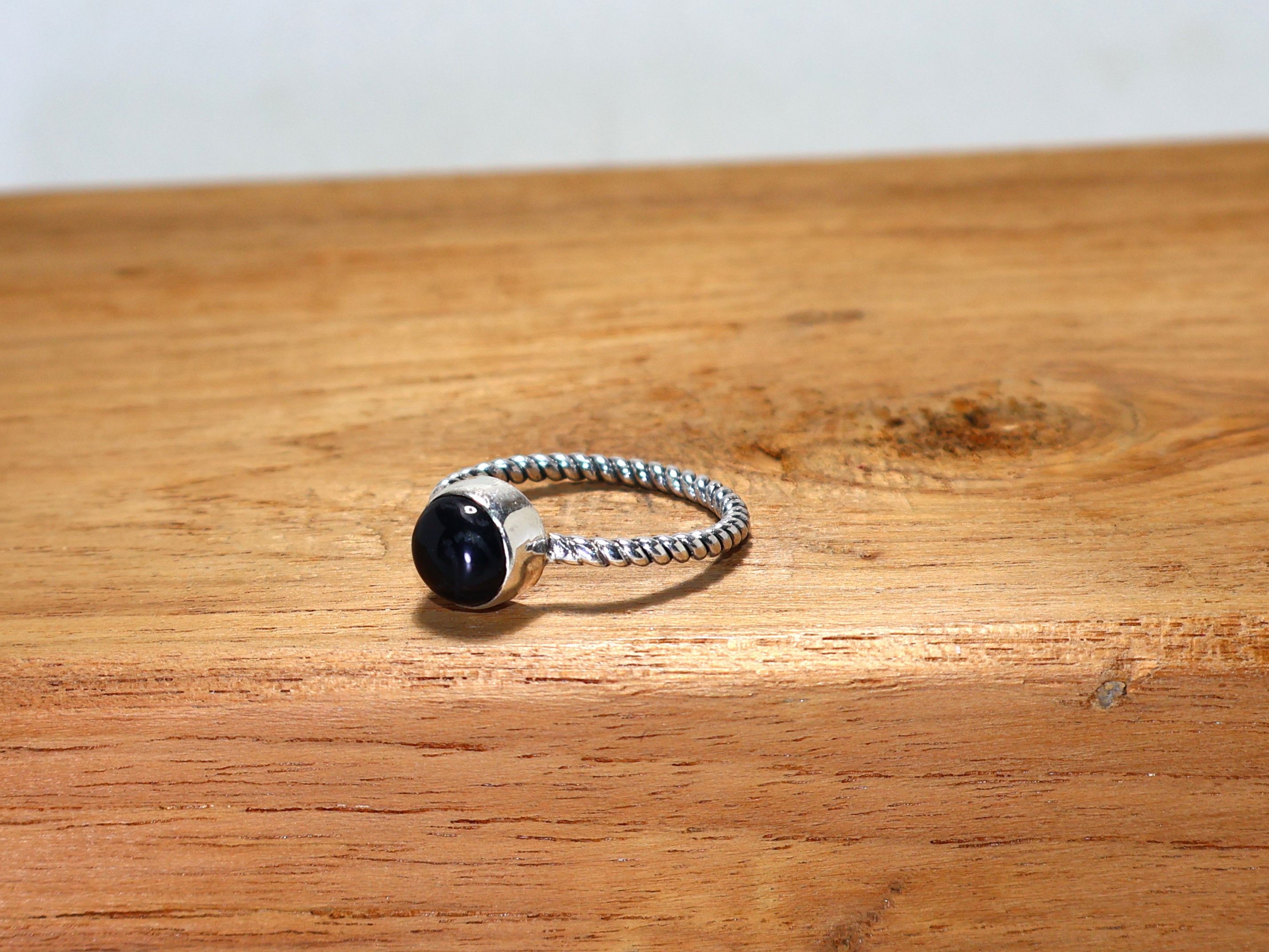 Handmade Black Onyx Ring, Sterling Silver Ring, Stacking Ring Size ONE SIZE - 4 Thumbnail